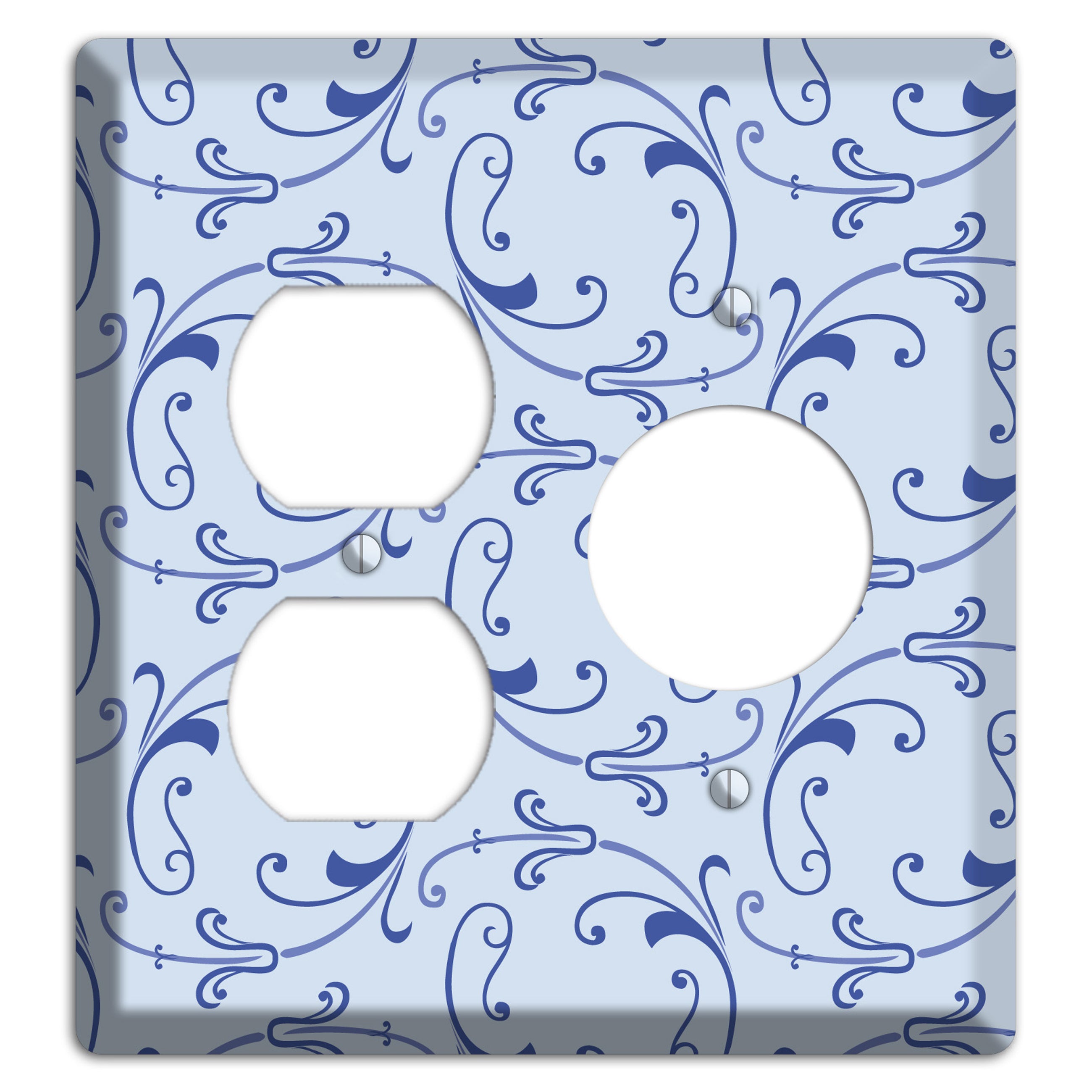 Light Blue Victorian Sprig Duplex / Receptacle Wallplate
