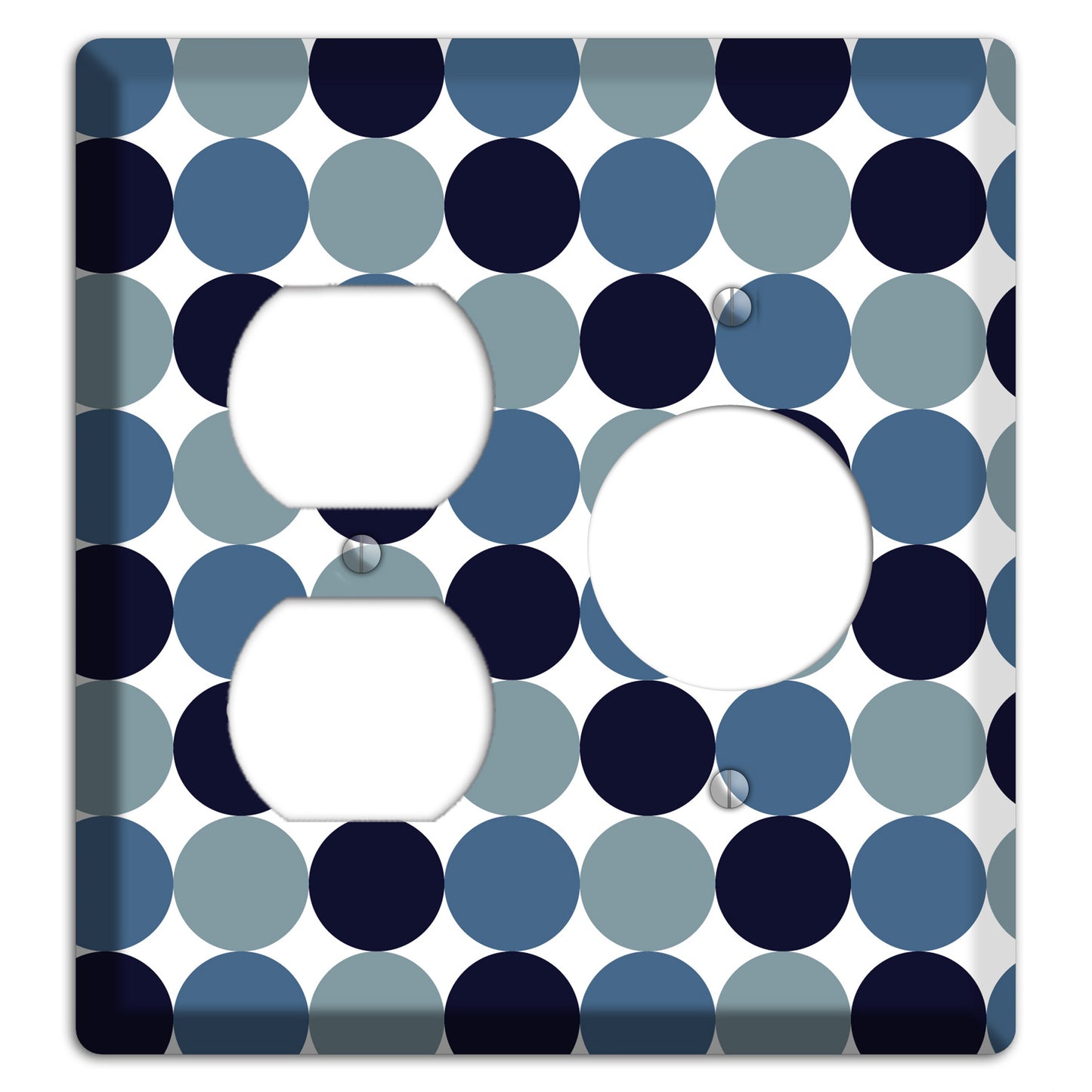 Multi Dusty Blue Tiled Dots Duplex / Receptacle Wallplate