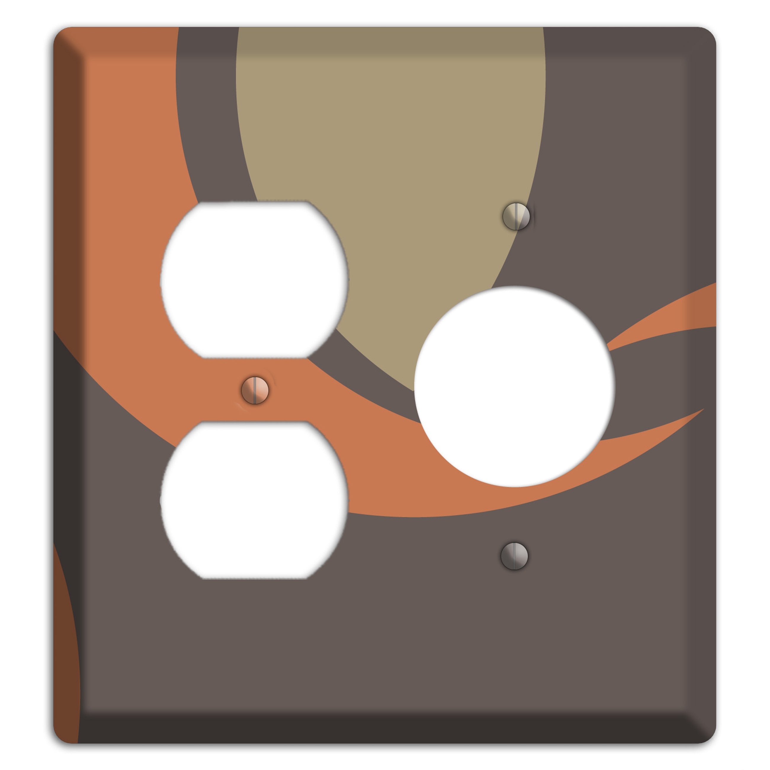 Grey Beige and Orange Abstract Duplex / Receptacle Wallplate