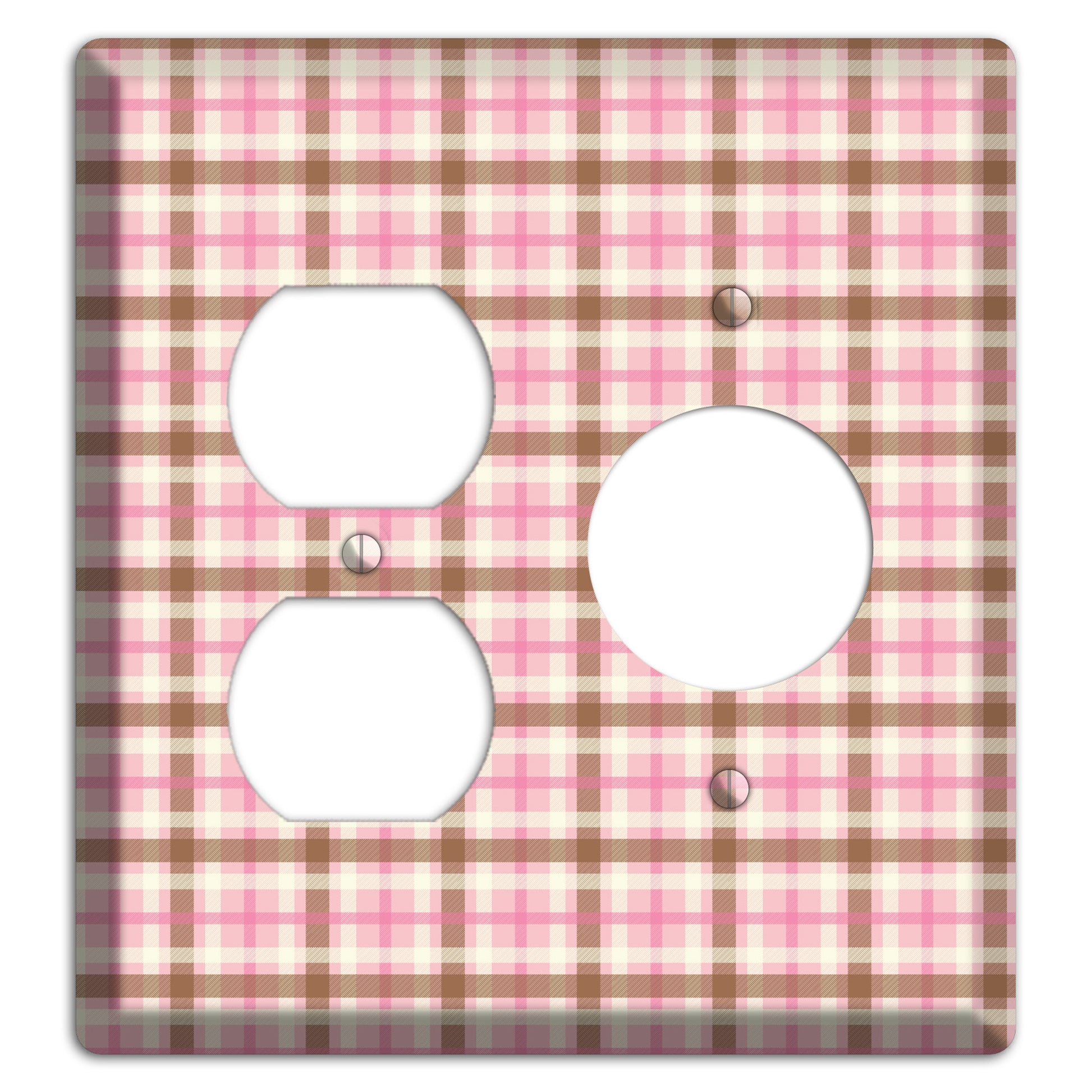 Pink and Brown Plaid Duplex / Receptacle Wallplate