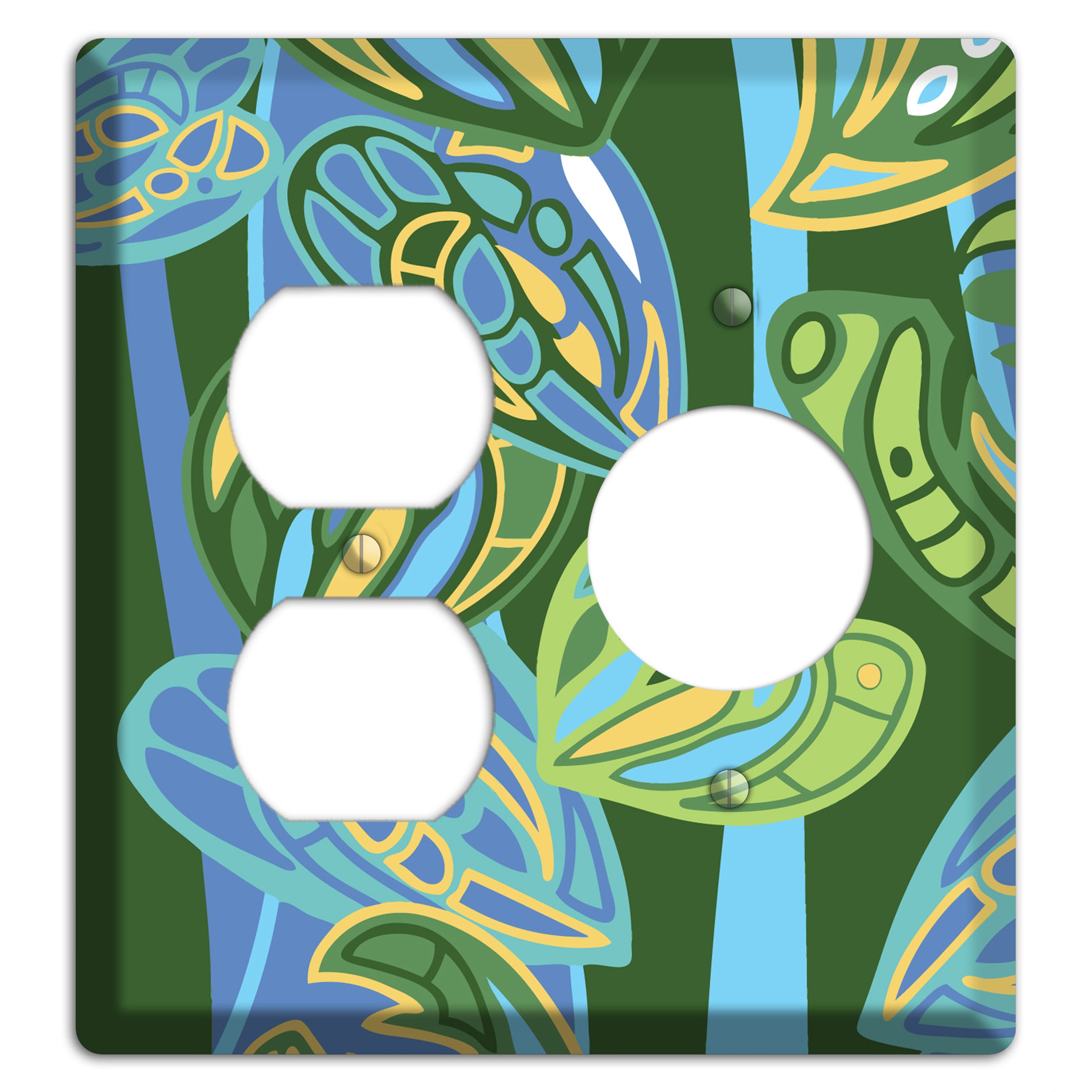 Pacific Blue and Green Duplex / Receptacle Wallplate