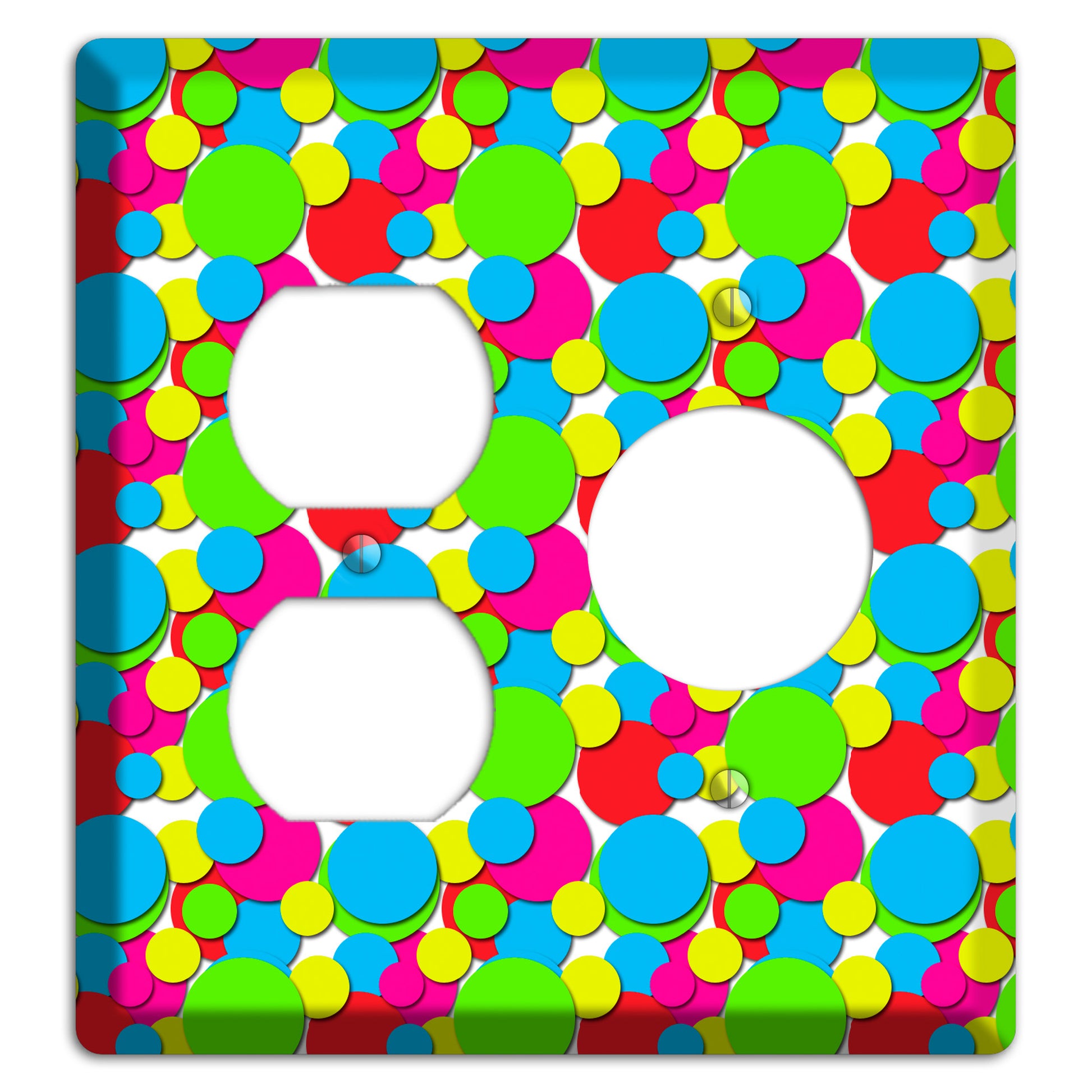 Turquoise Fuschia Lime Red Yellow Bubble Dots Duplex / Receptacle Wallplate