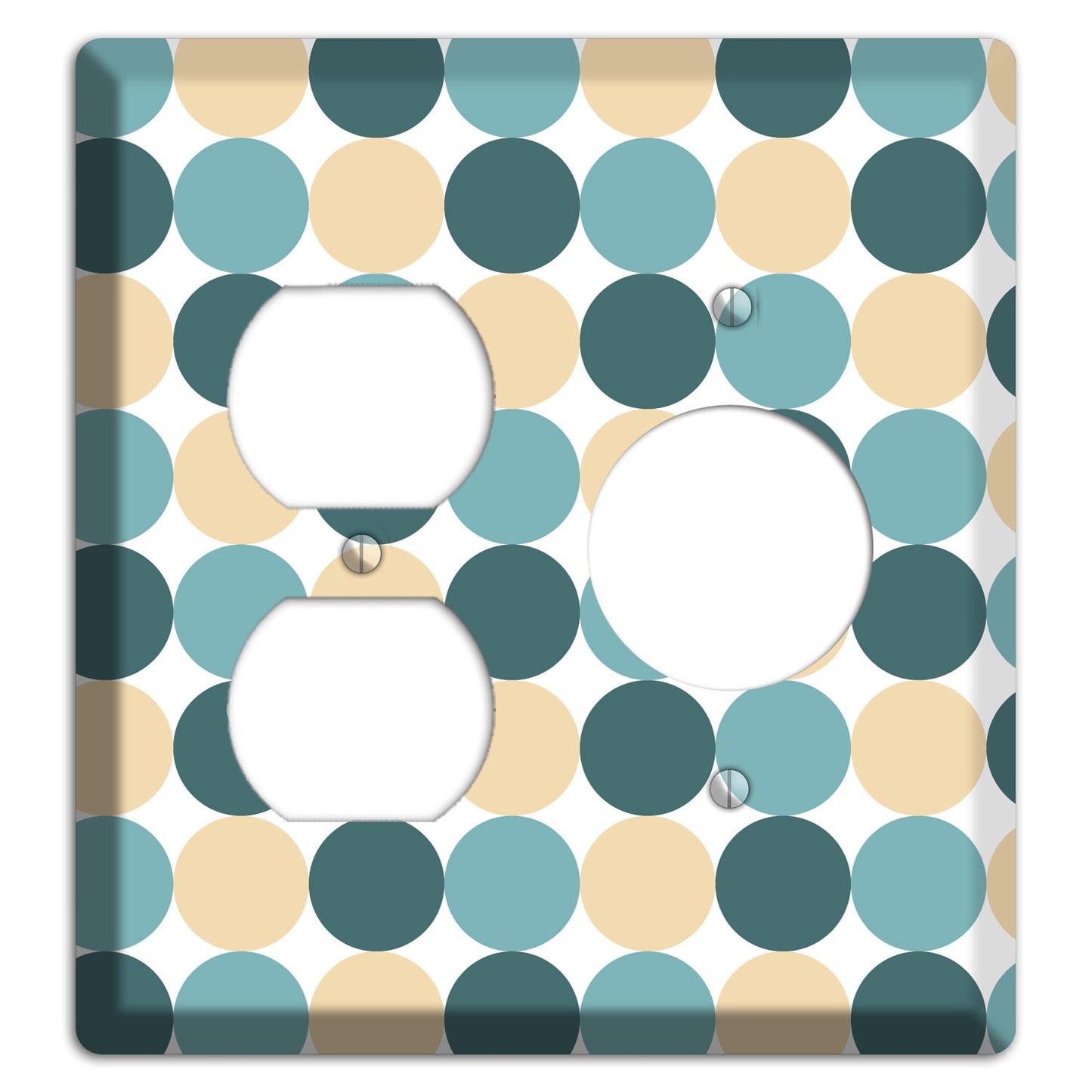 Dusty Blue Beige Tiled Dots Duplex / Receptacle Wallplate