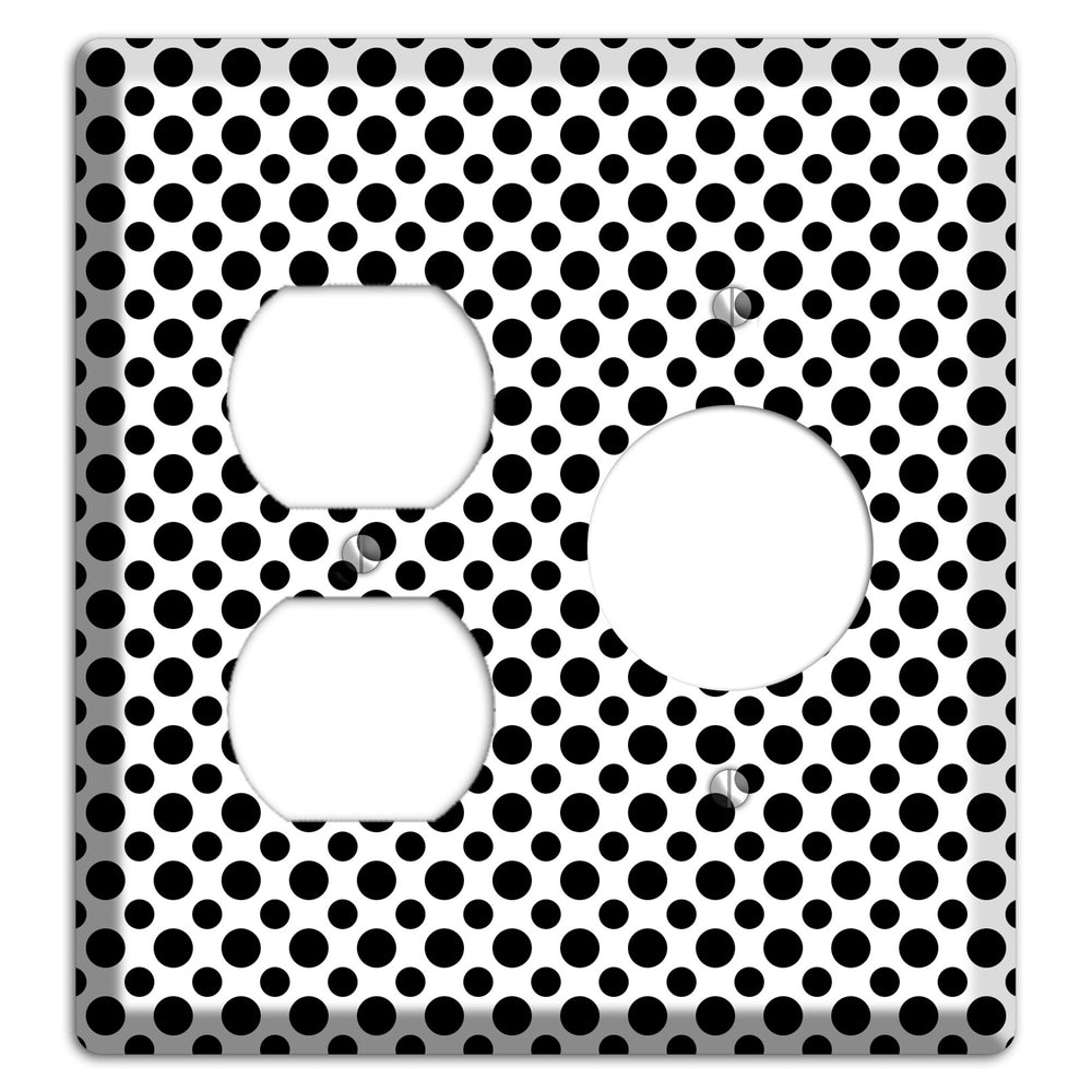 White with Black Multi Small Polka Dots Duplex / Receptacle Wallplate