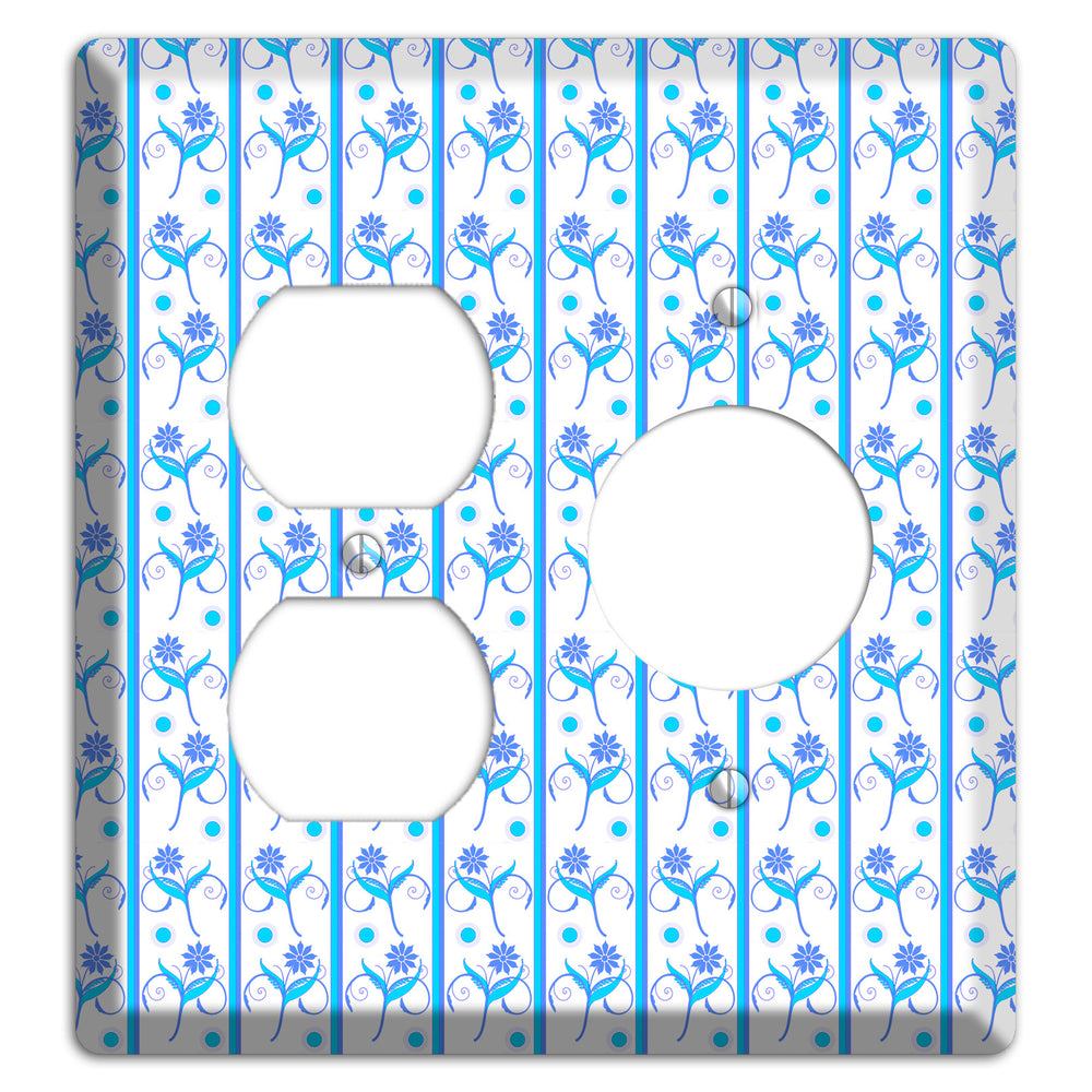 Blue Floral Pattern Duplex / Receptacle Wallplate