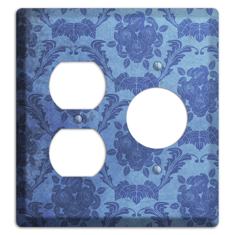 Polo Blue Vintage Rose Damask Duplex / Receptacle Wallplate