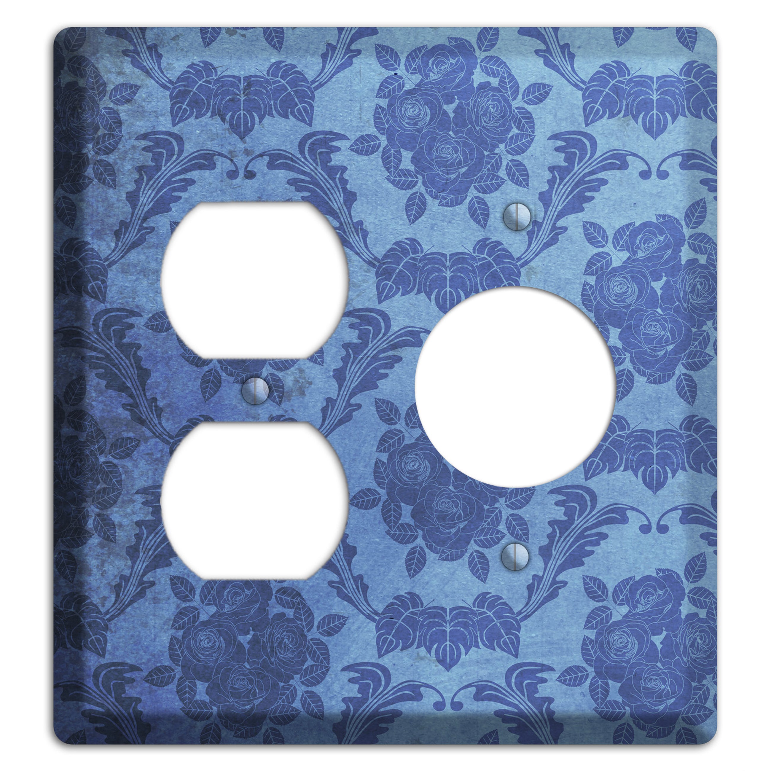 Polo Blue Vintage Rose Damask Duplex / Receptacle Wallplate