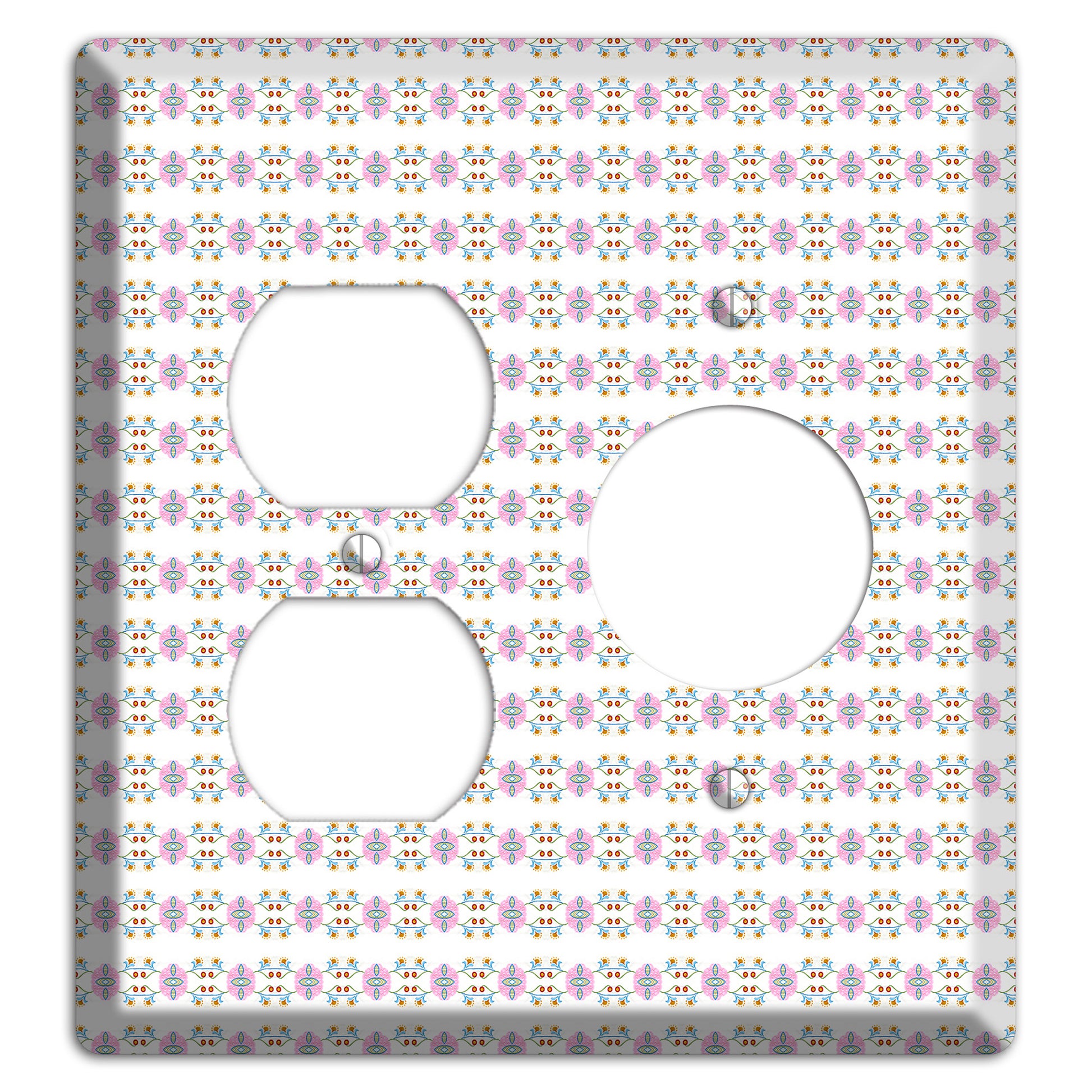 White with Lavendar Green Red Tapestry Duplex / Receptacle Wallplate