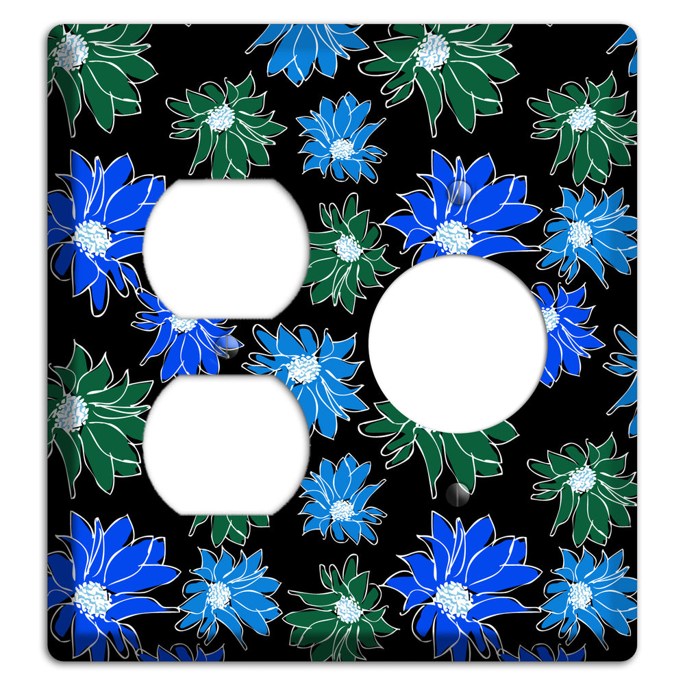 Blue and Green Flowers Duplex / Receptacle Wallplate