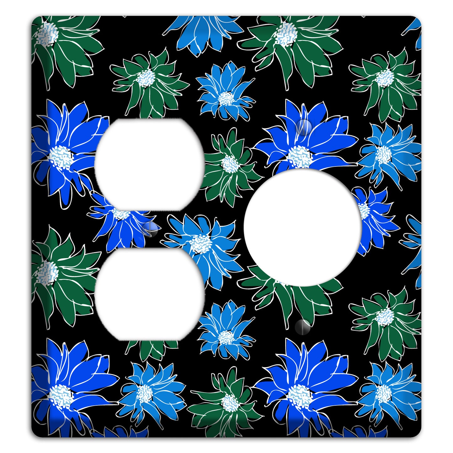 Blue and Green Flowers Duplex / Receptacle Wallplate