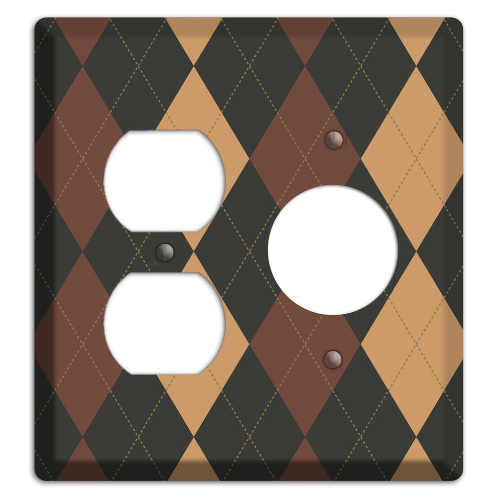 Maroon and Tan Argyle Duplex / Receptacle Wallplate