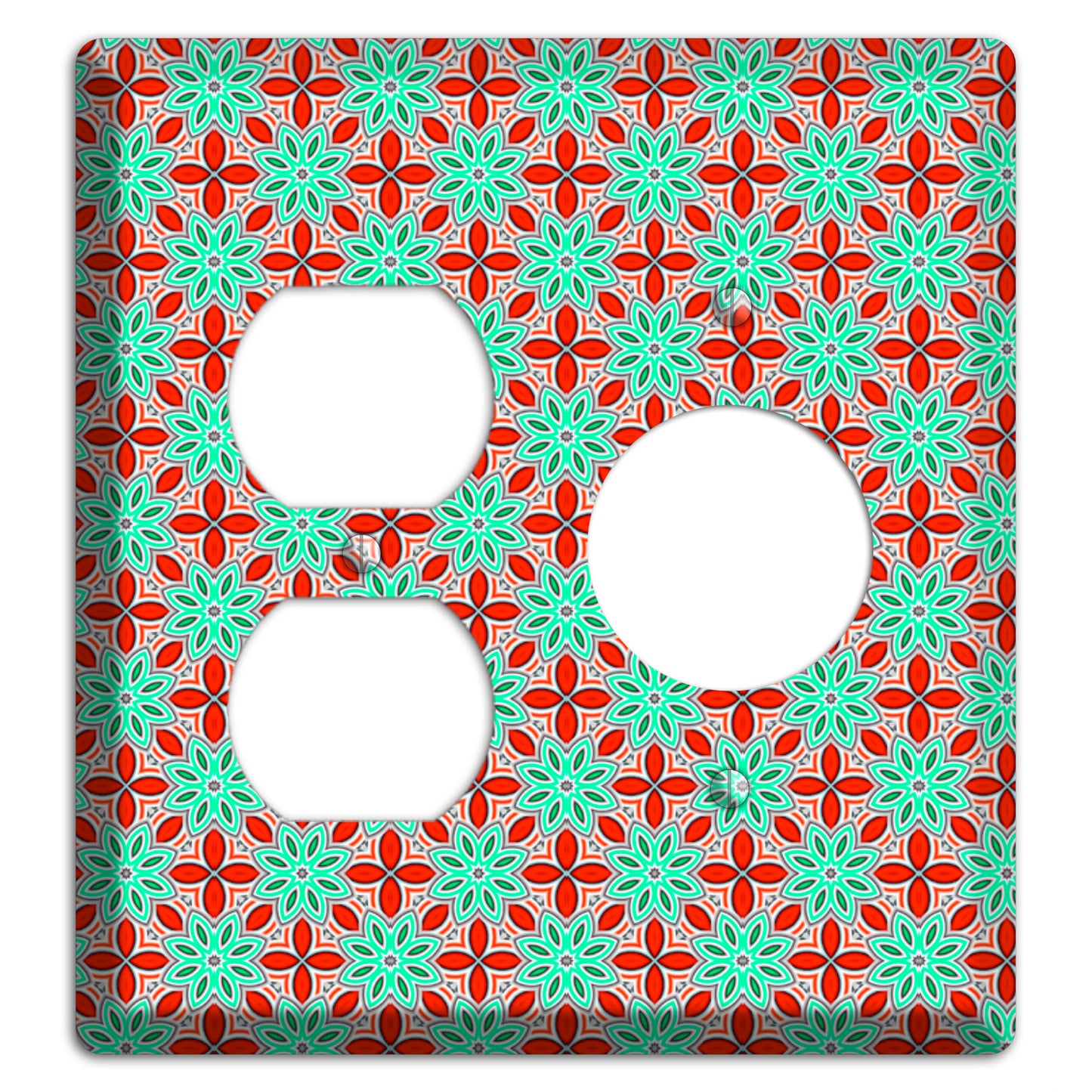 Green and Red Foulard Duplex / Receptacle Wallplate