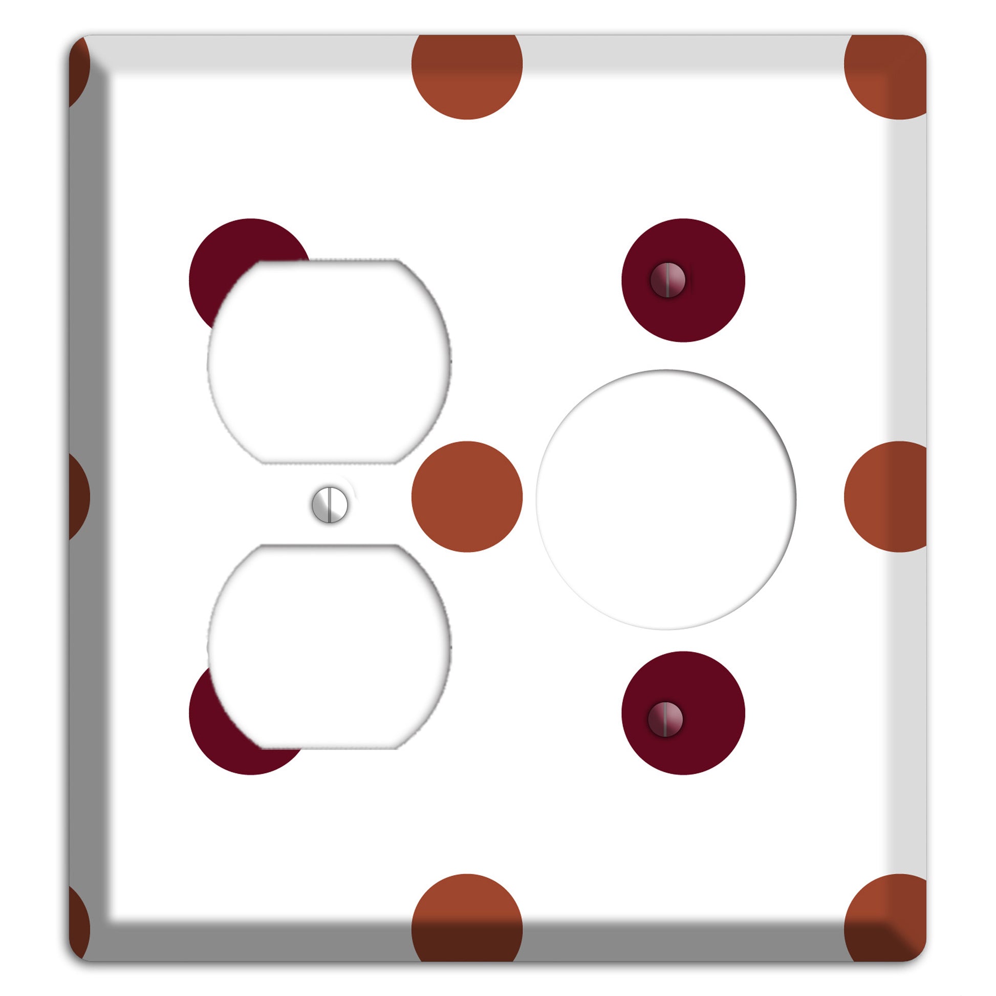 Multi Brown Medium Polka Dots Duplex / Receptacle Wallplate