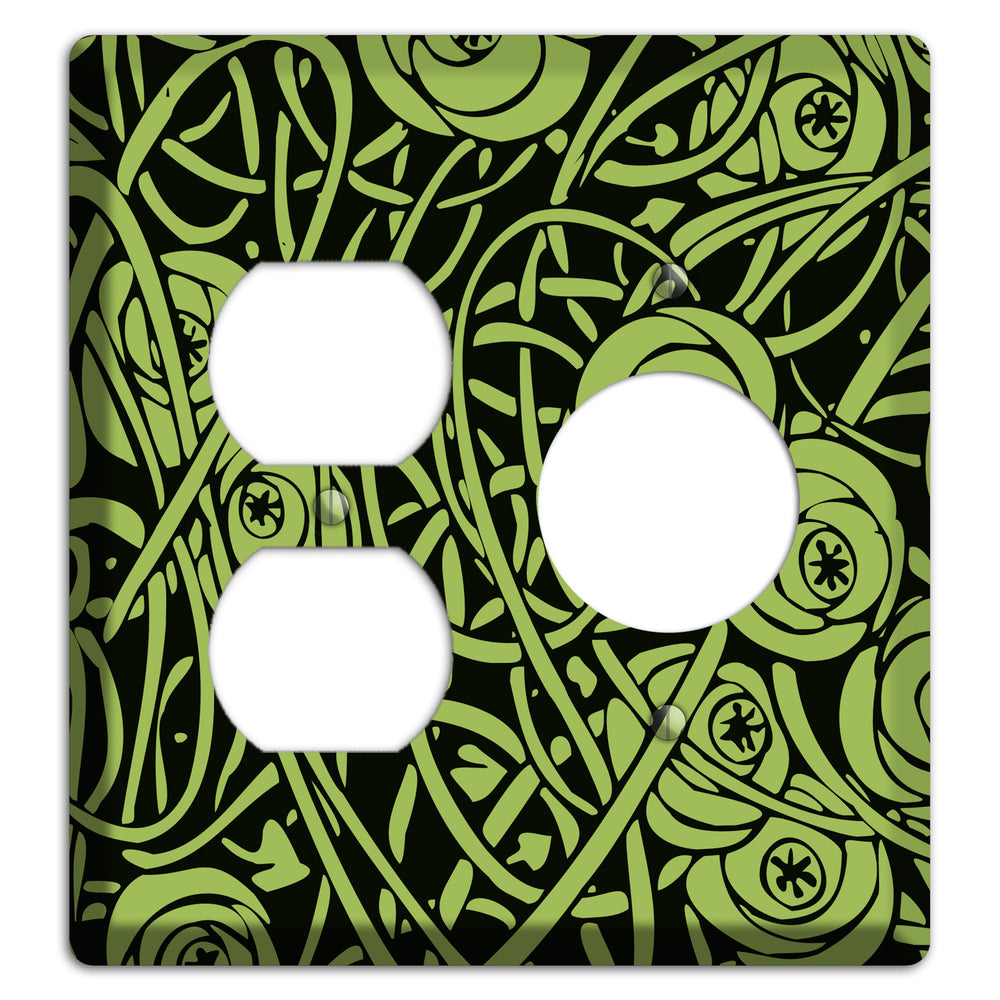 Green Deco Floral Duplex / Receptacle Wallplate