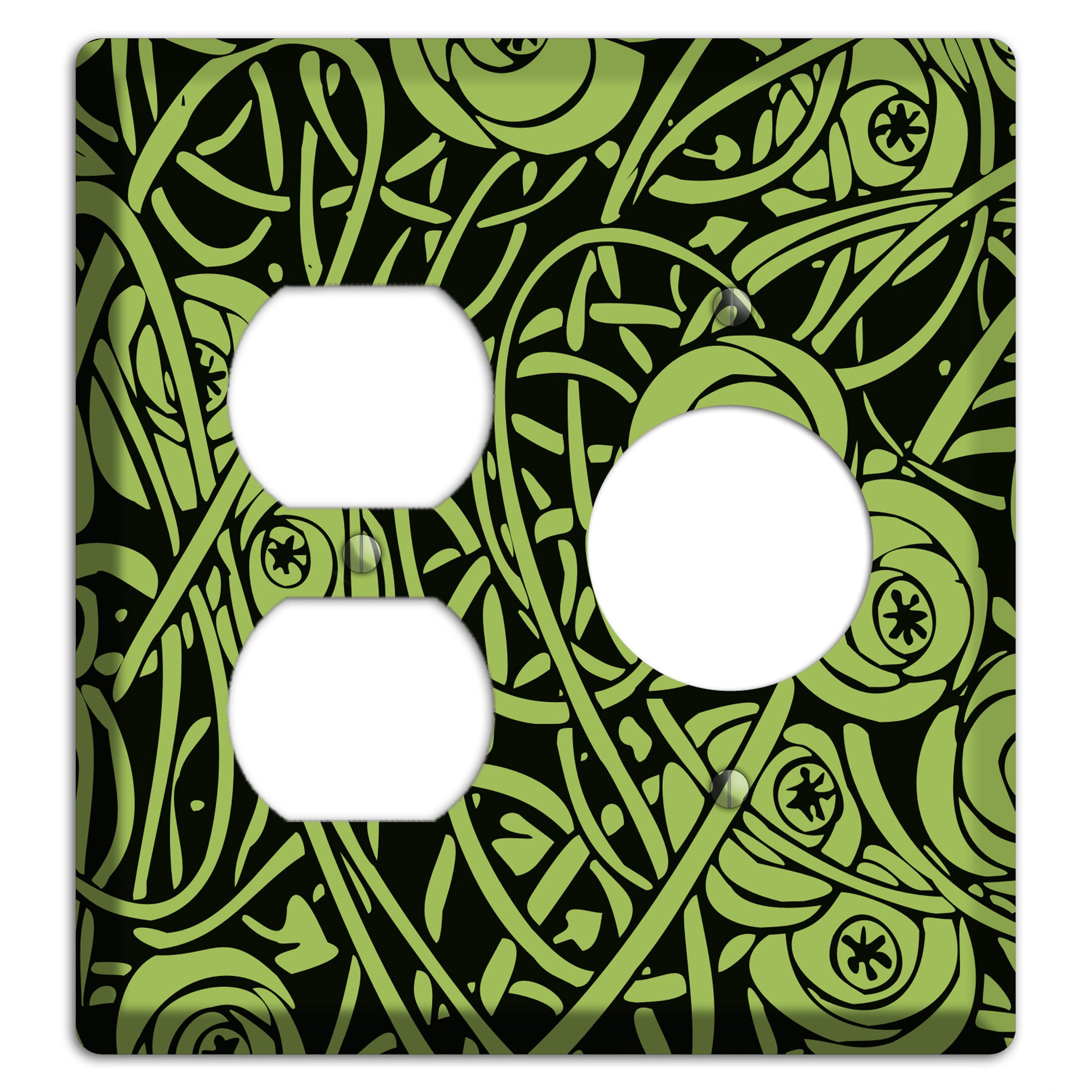 Green Deco Floral Duplex / Receptacle Wallplate