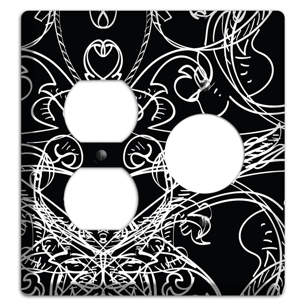 Black Deco Sketch Duplex / Receptacle Wallplate