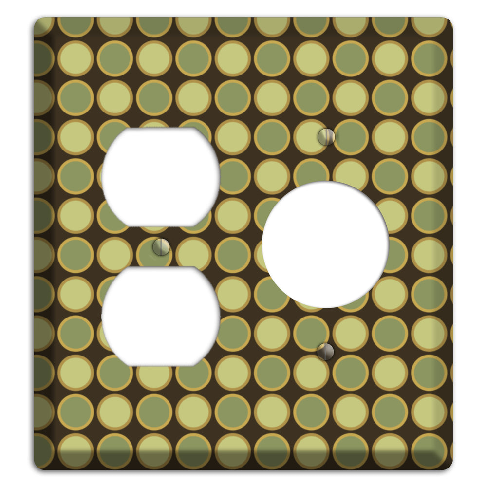 Dark Grey with Multi Olive Tiled Dots Duplex / Receptacle Wallplate