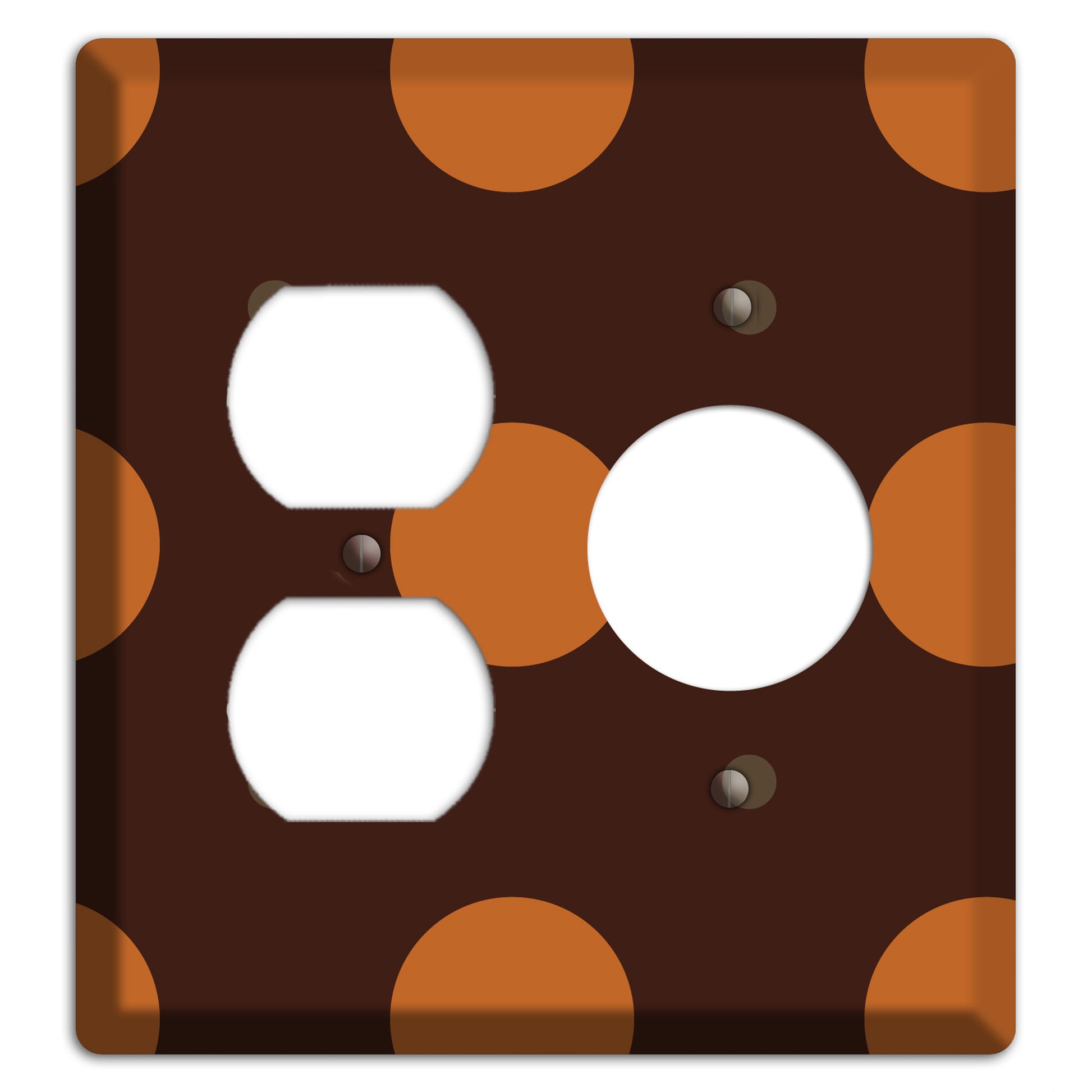 Brown with Umber and Brown Multi Tiled Medium Dots Duplex / Receptacle Wallplate