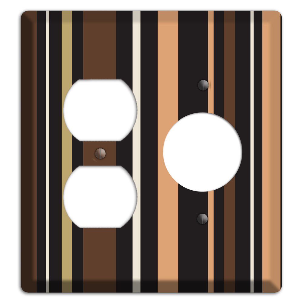 Multi Brown and Coral Vertical Stripe Duplex / Receptacle Wallplate