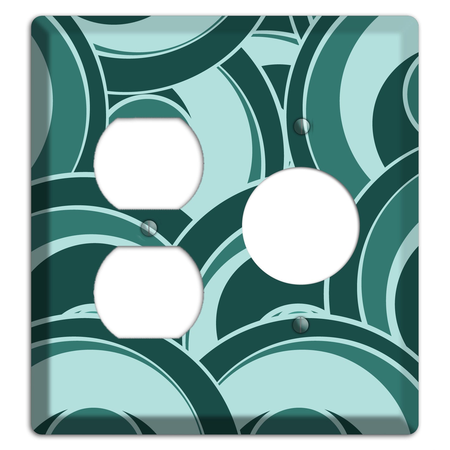 Blue-green Deco Circles Duplex / Receptacle Wallplate