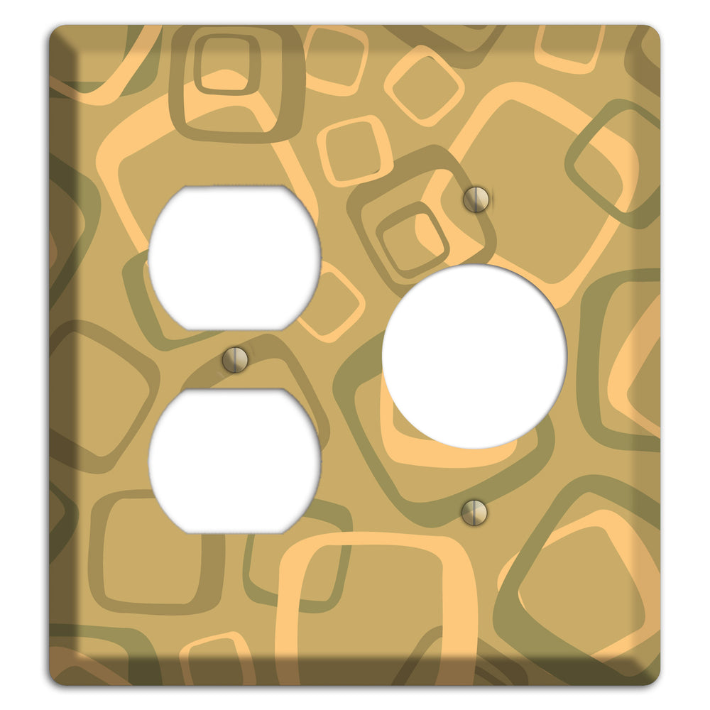 Multi Olive Random Retro Squares Duplex / Receptacle Wallplate