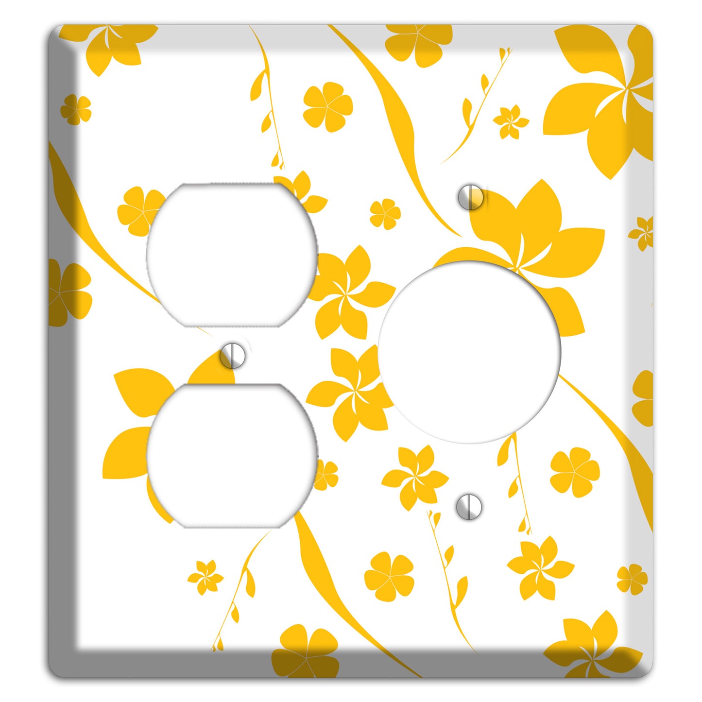 White with Yellow Flower Duplex / Receptacle Wallplate