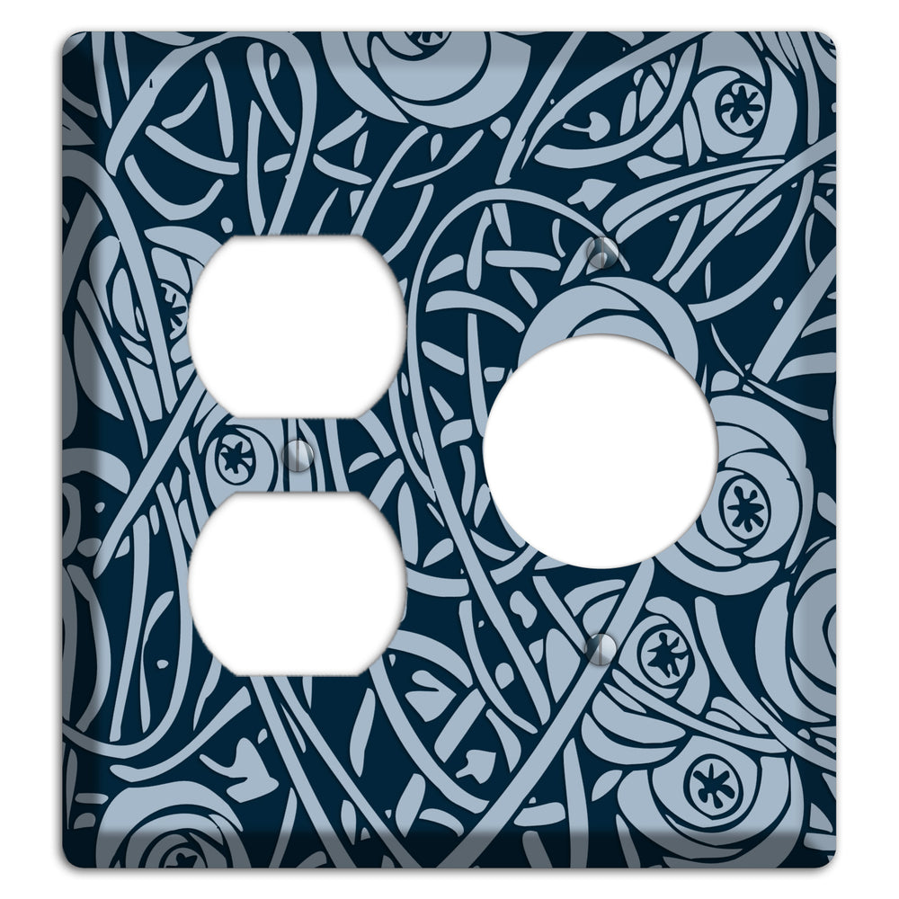 Navy Abstract Floral Duplex / Receptacle Wallplate