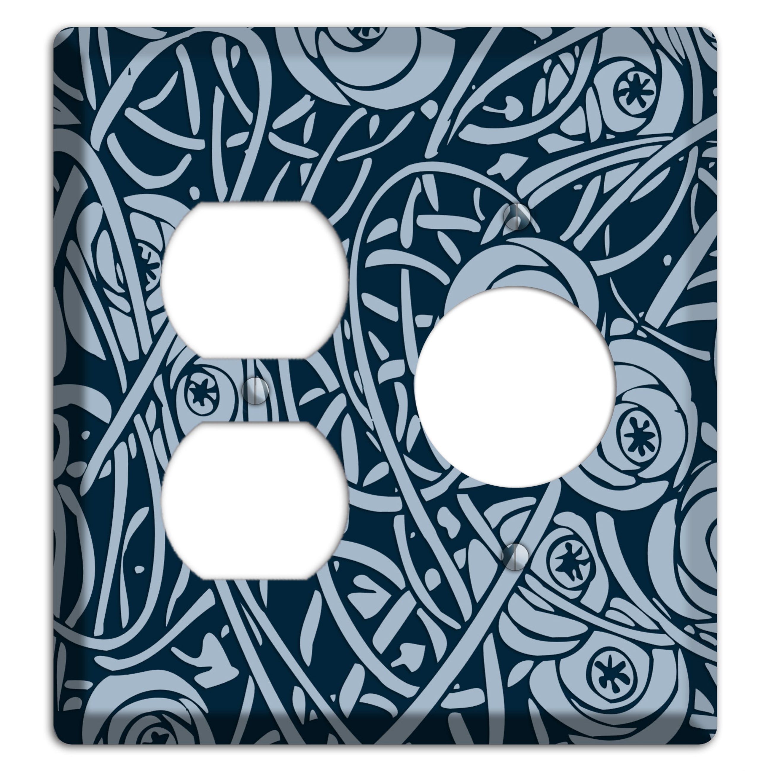 Navy Abstract Floral Duplex / Receptacle Wallplate
