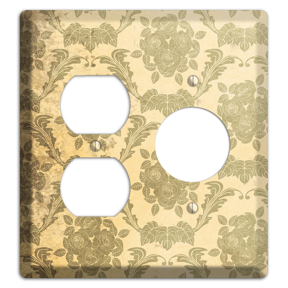 Straw Vintage Rose Damask Duplex / Receptacle Wallplate