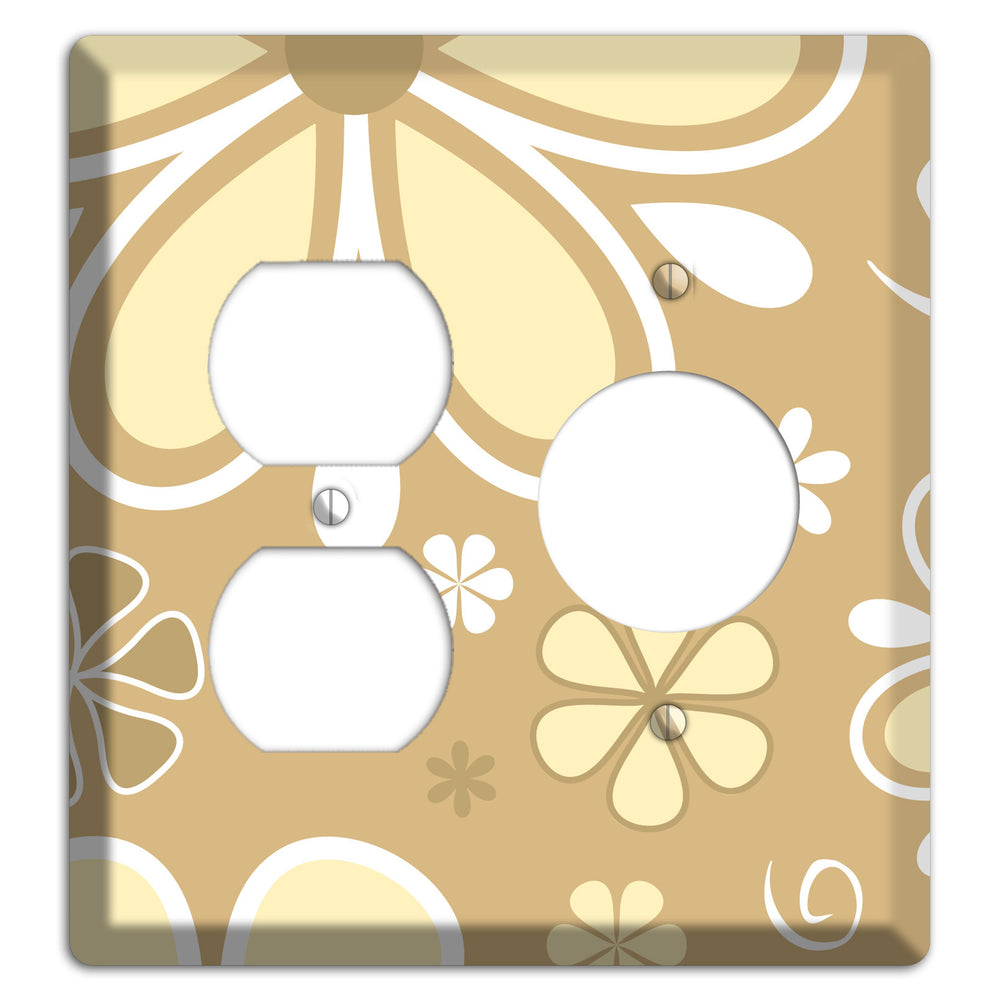 Beige Retro Flowers Duplex / Receptacle Wallplate