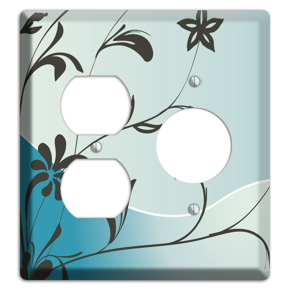 Blue-grey Flowers Duplex / Receptacle Wallplate