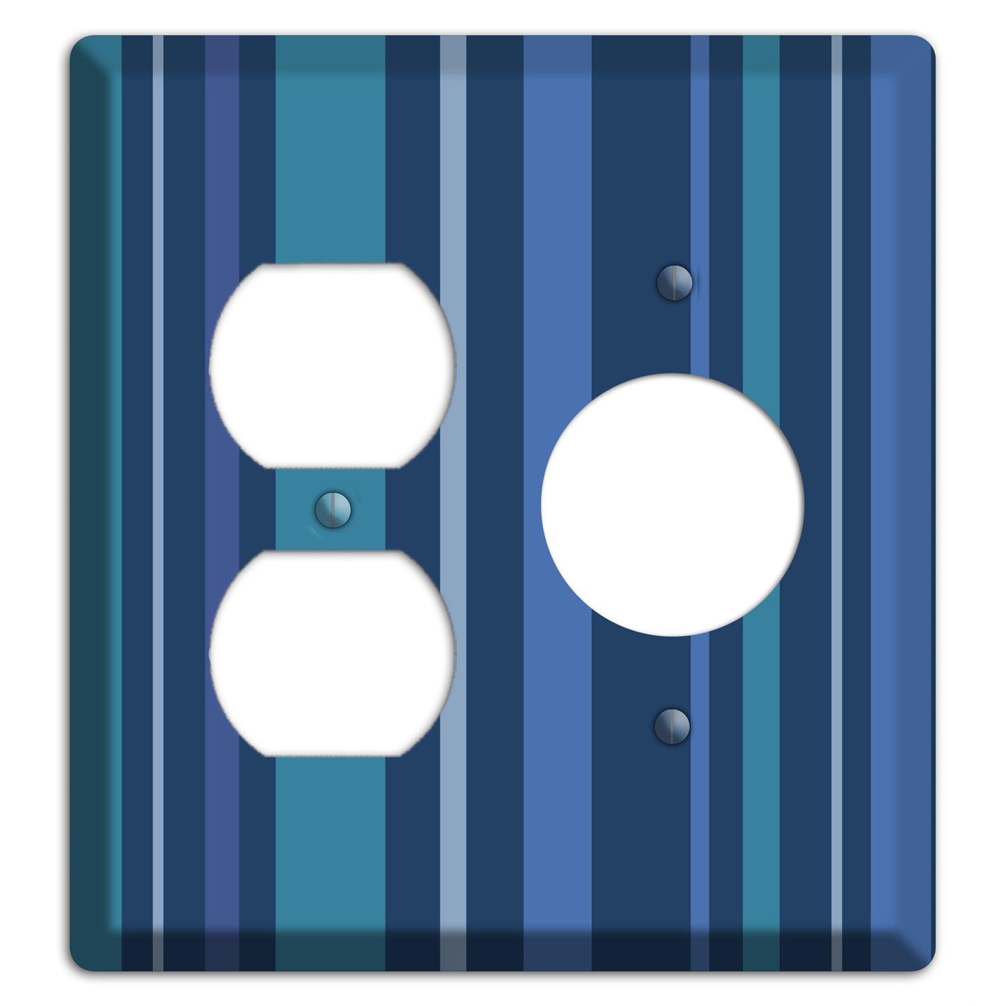 Multi Blue Vertical Stripes Duplex / Receptacle Wallplate