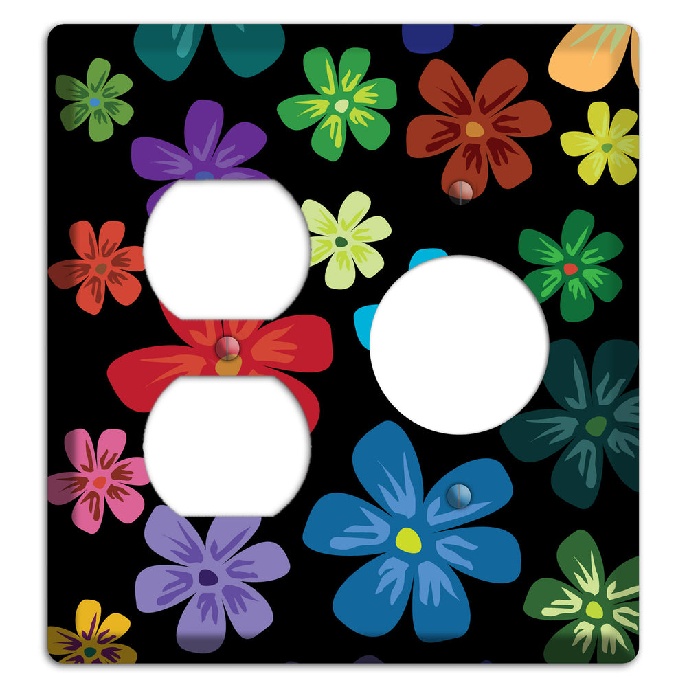 Green Flowers Duplex / Receptacle Wallplate