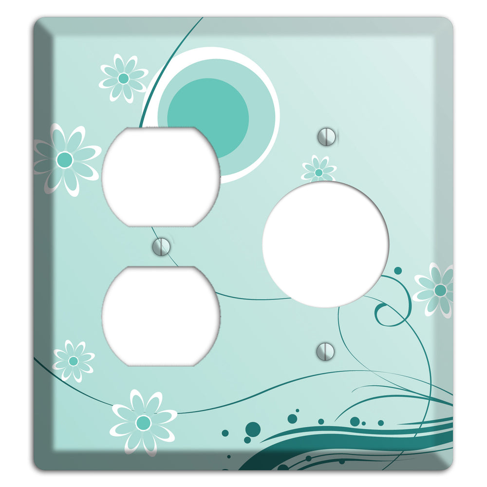 Light Green Floral Duplex / Receptacle Wallplate