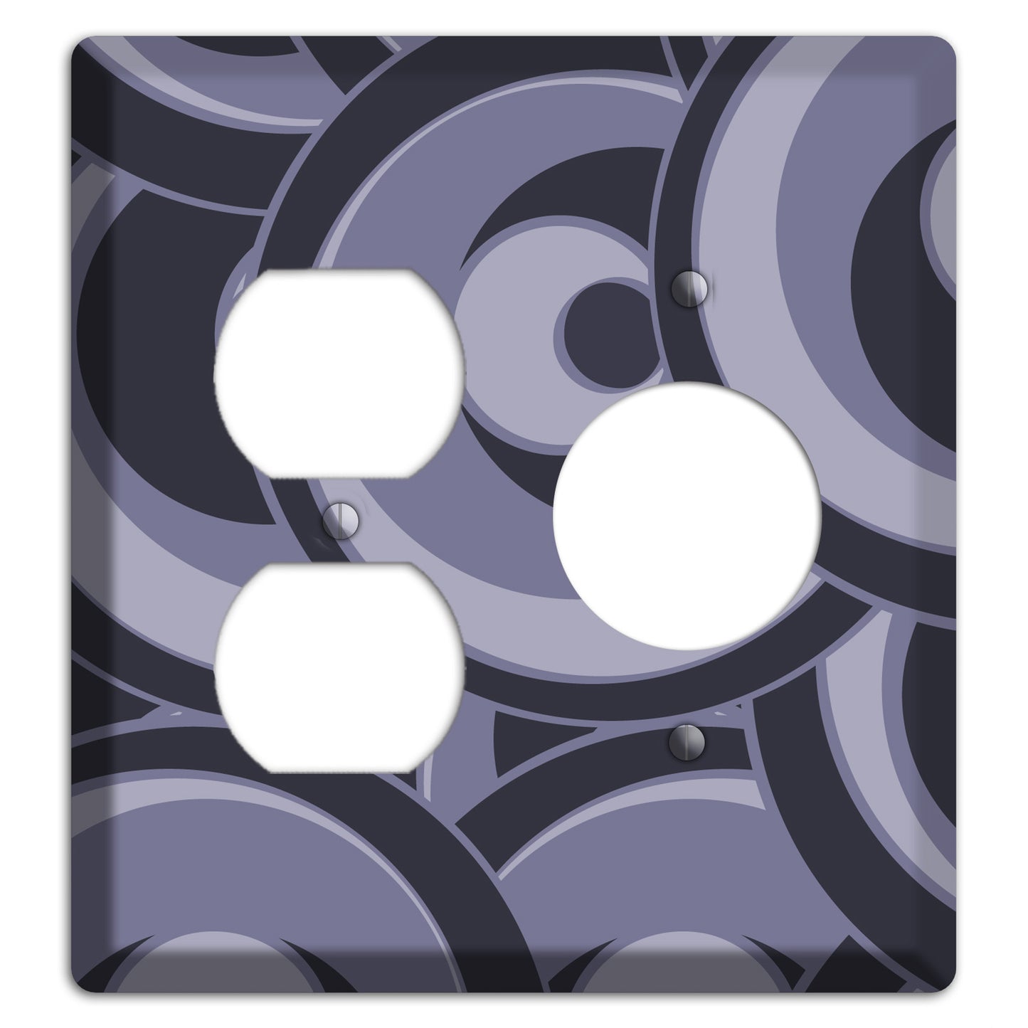 Black and Purple-grey Deco Circles Duplex / Receptacle Wallplate