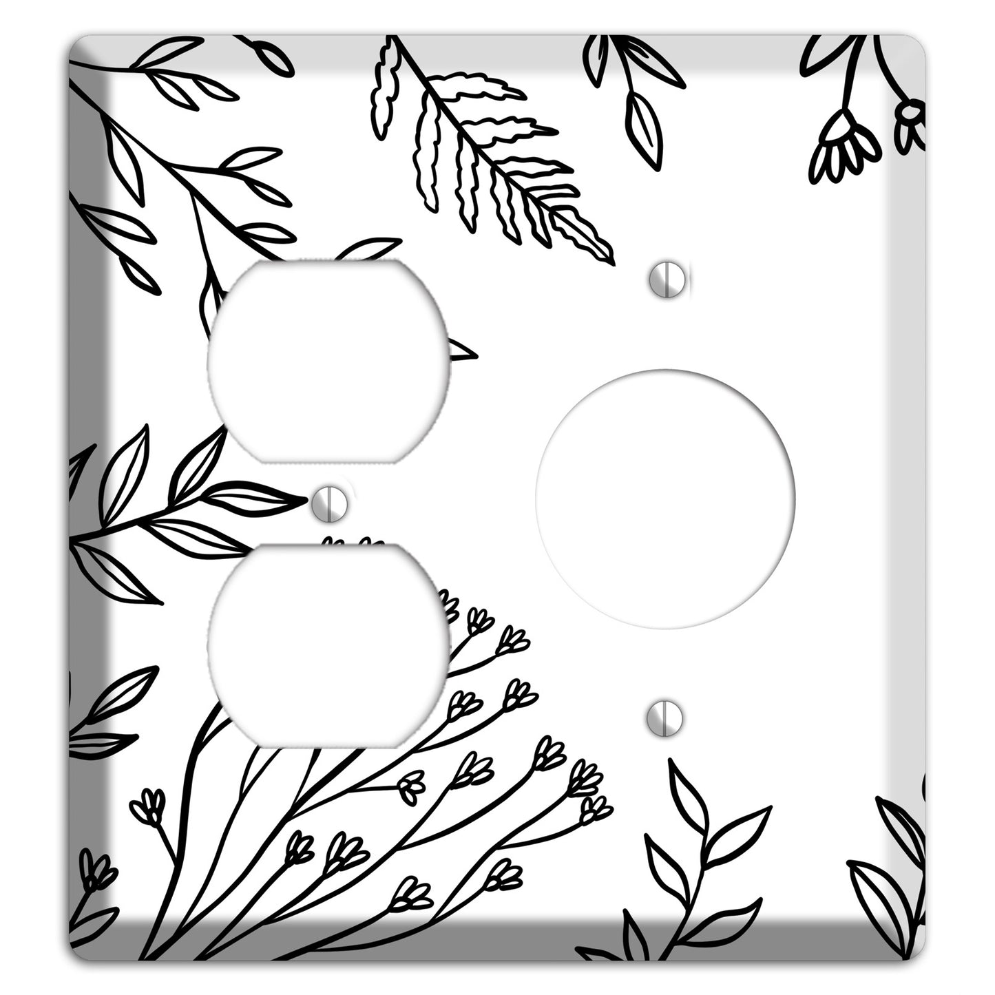 Hand-Drawn Floral 38 Duplex / Receptacle Wallplate
