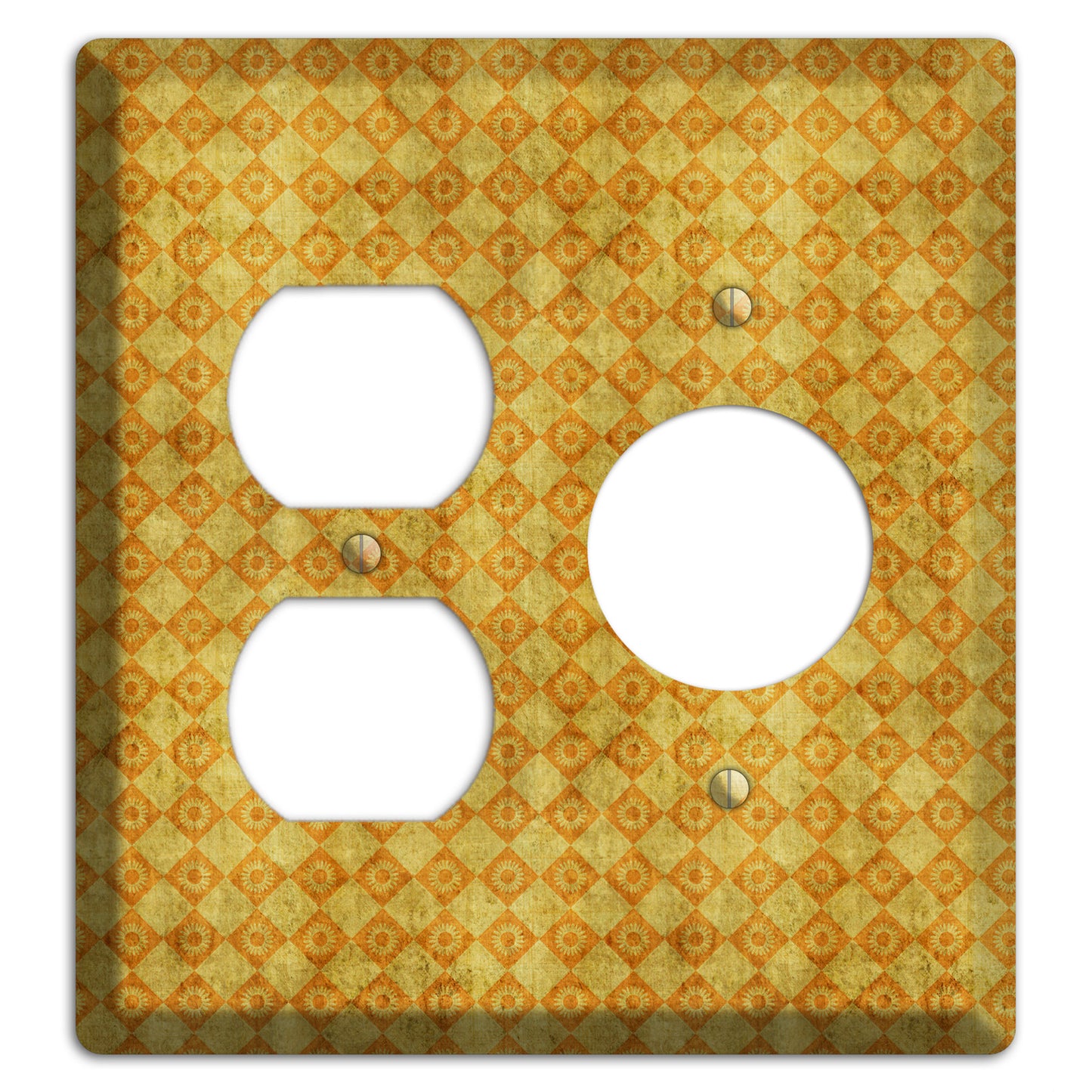 Mustard Diamond Circles Duplex / Receptacle Wallplate