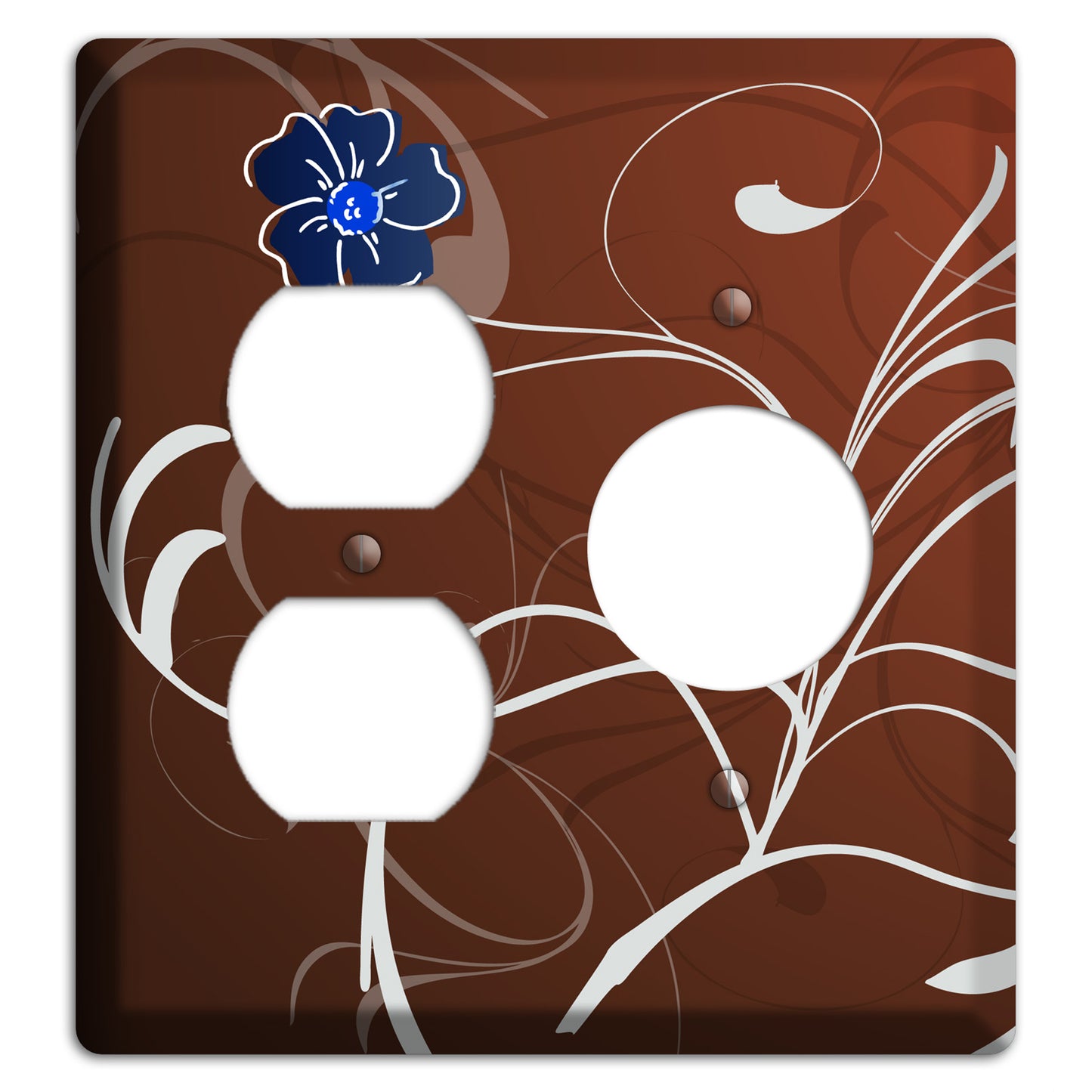 Brown Flower with Swirl Duplex / Receptacle Wallplate