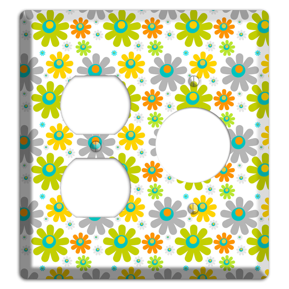 White and Yellow Flower Power Duplex / Receptacle Wallplate