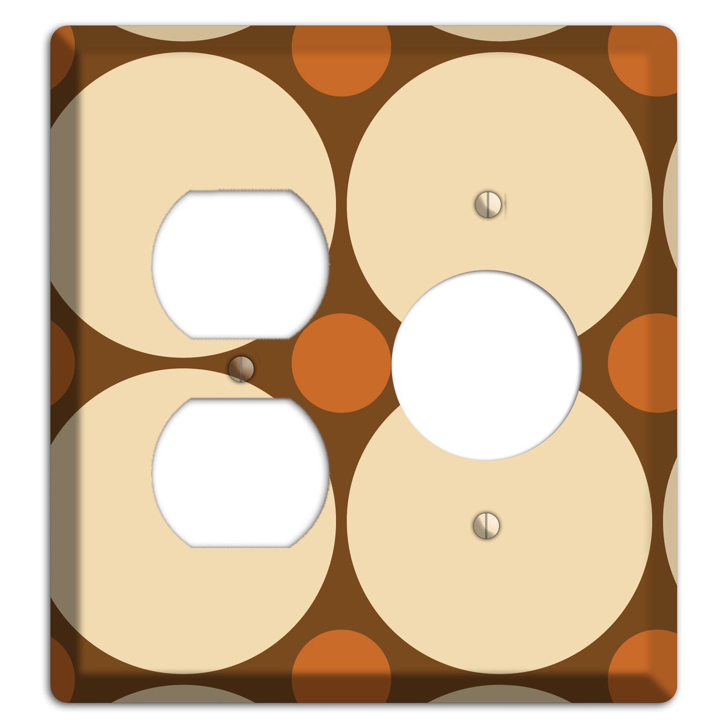 Brown with Beige and Umber Multi Tiled Large Dots Duplex / Receptacle Wallplate