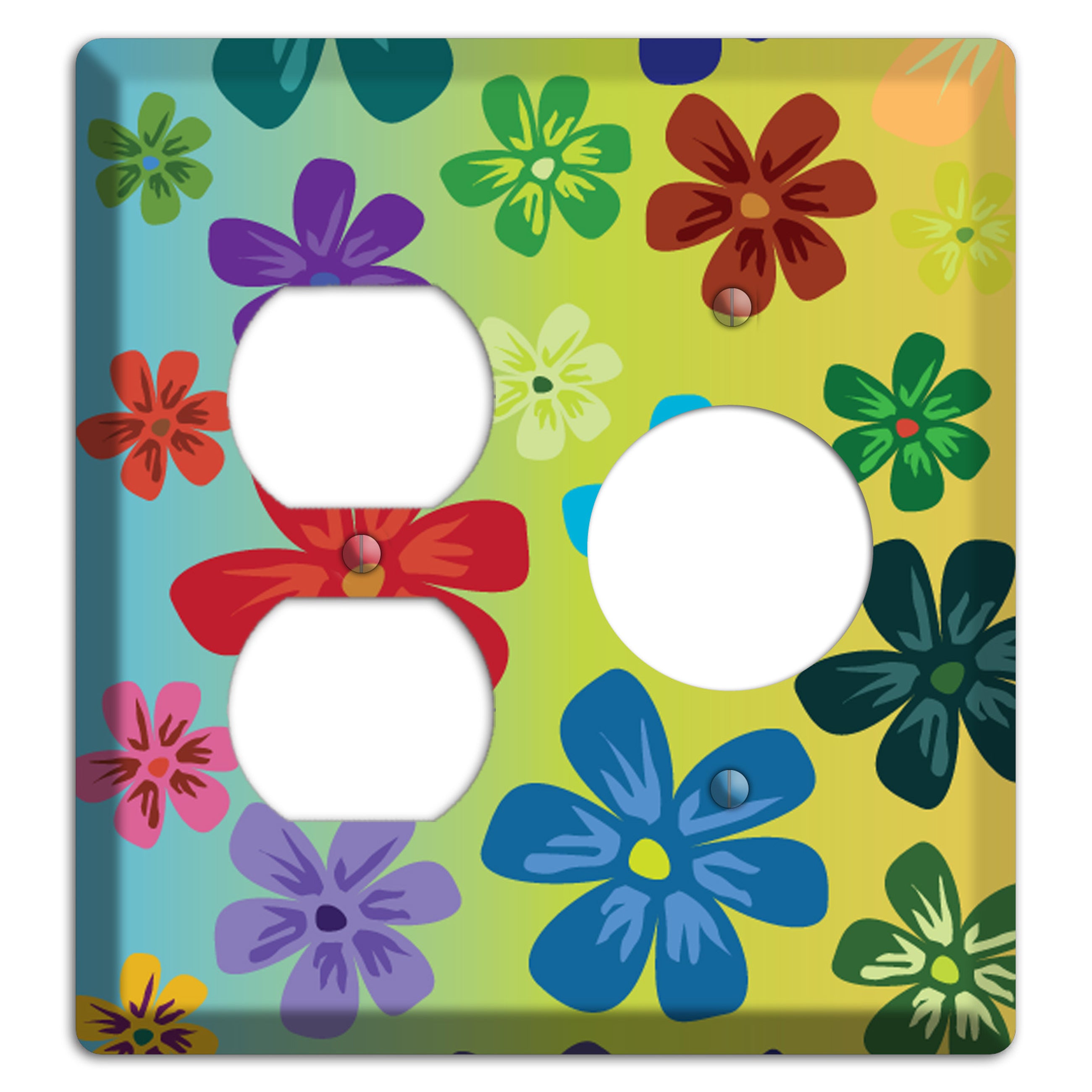 Blue to yellow Flowers Duplex / Receptacle Wallplate