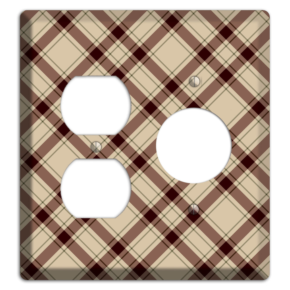 Beige and Brown Plaid Duplex / Receptacle Wallplate