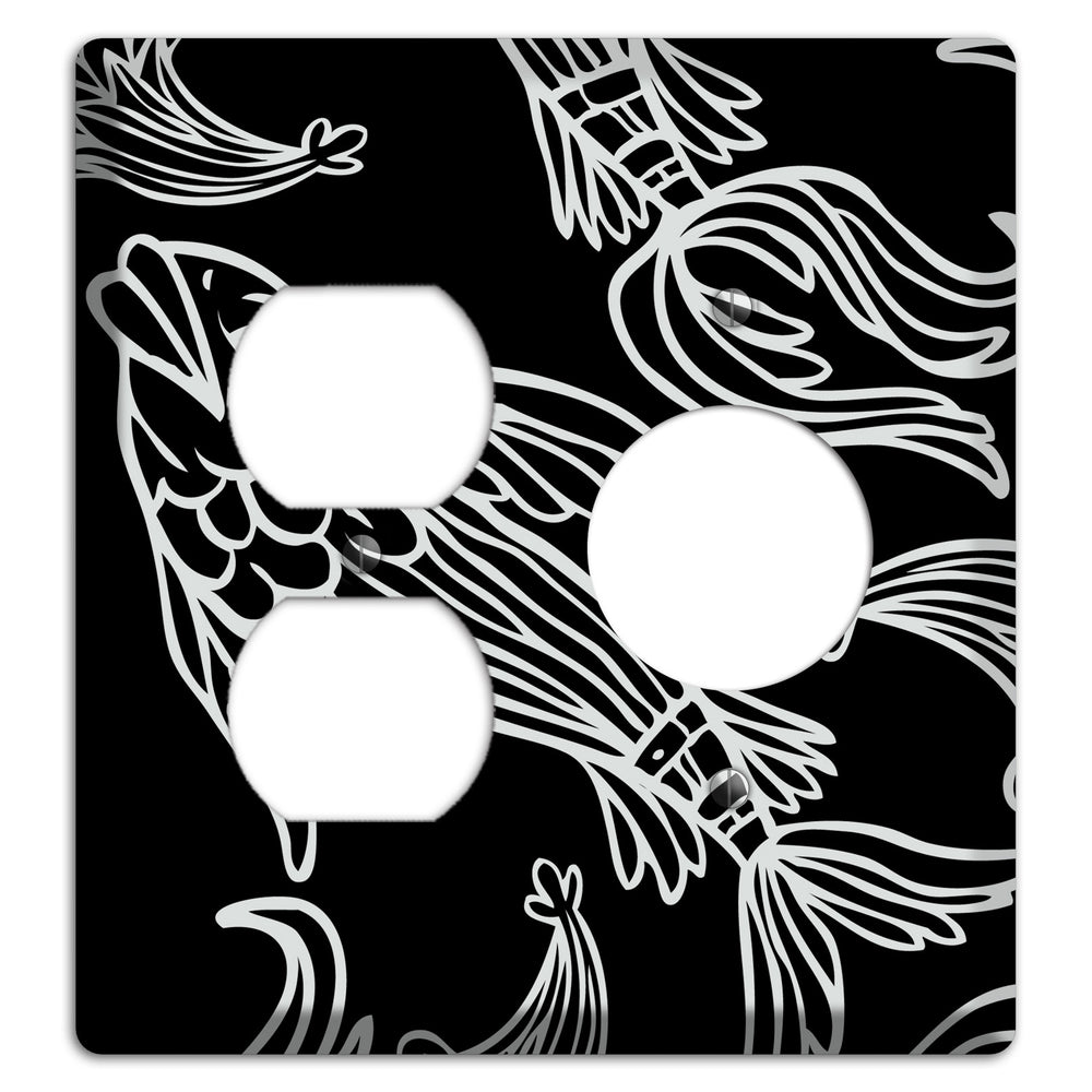 Black and White Koi Duplex / Receptacle Wallplate