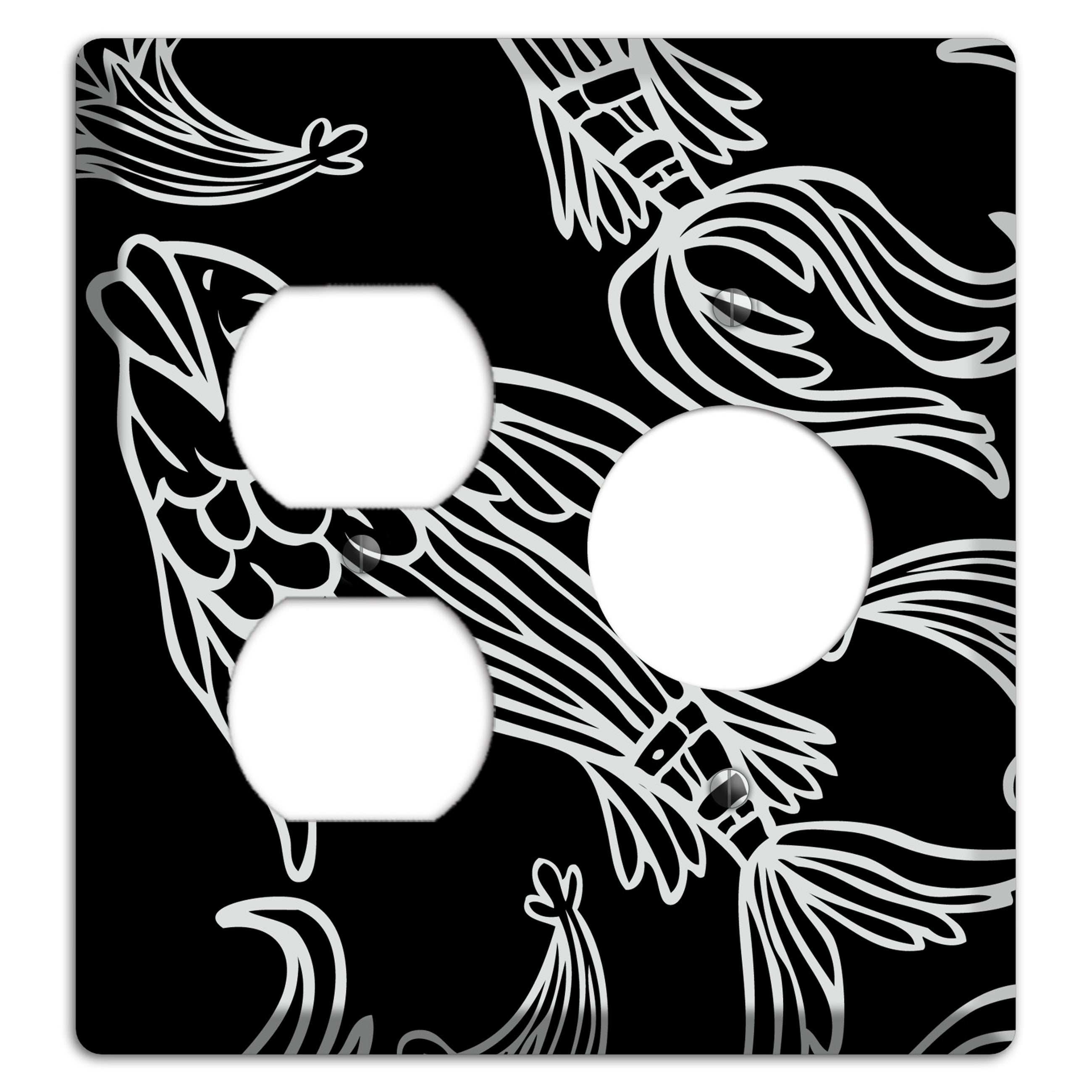 Black and White Koi Duplex / Receptacle Wallplate
