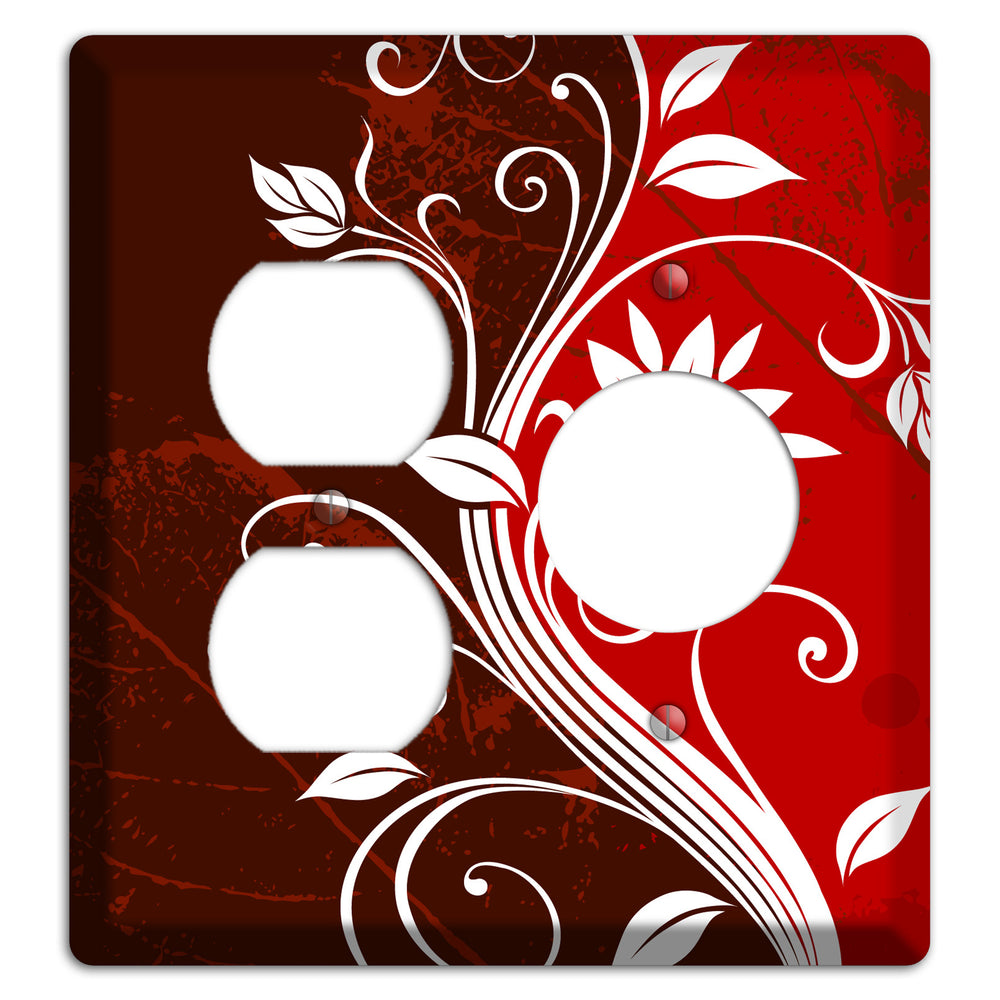 Burgundy and Red Deco Floral Duplex / Receptacle Wallplate