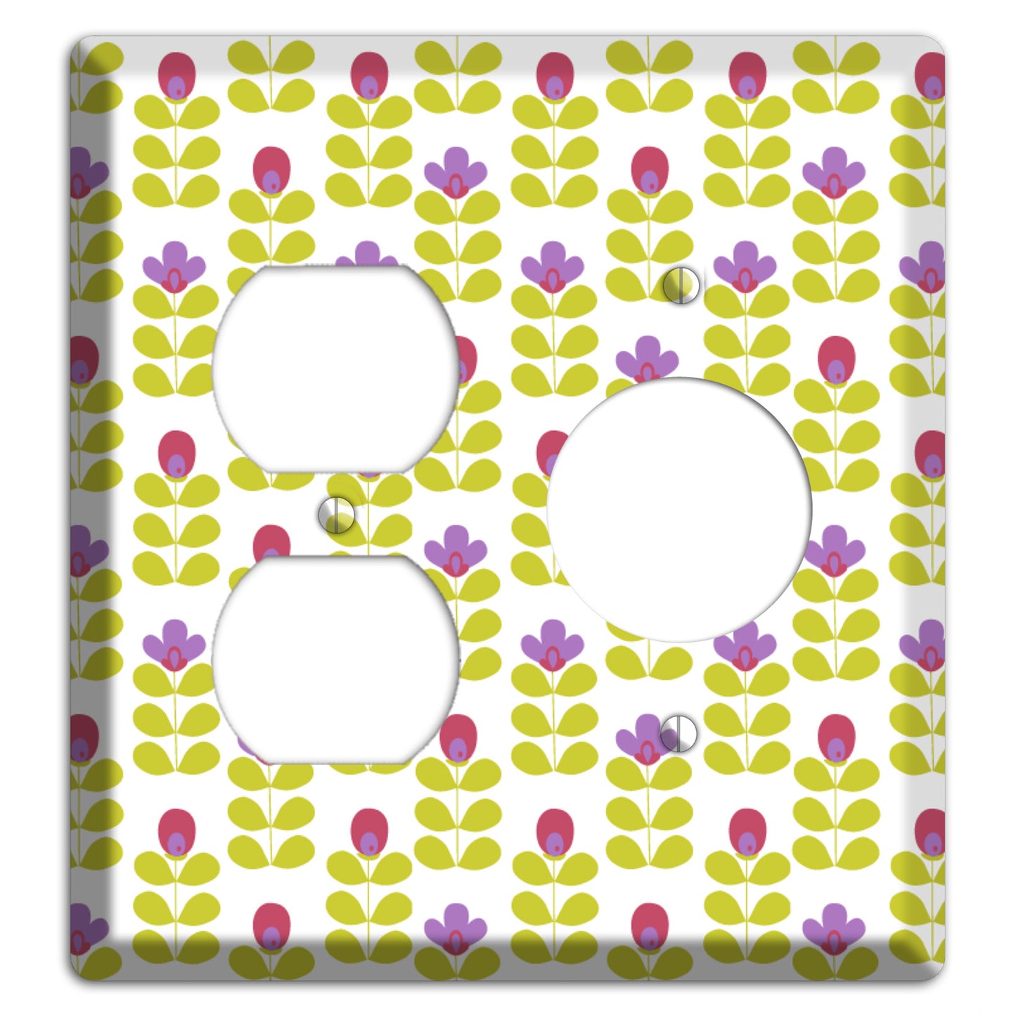 Yellow Deco Floral Half Drop Duplex / Receptacle Wallplate