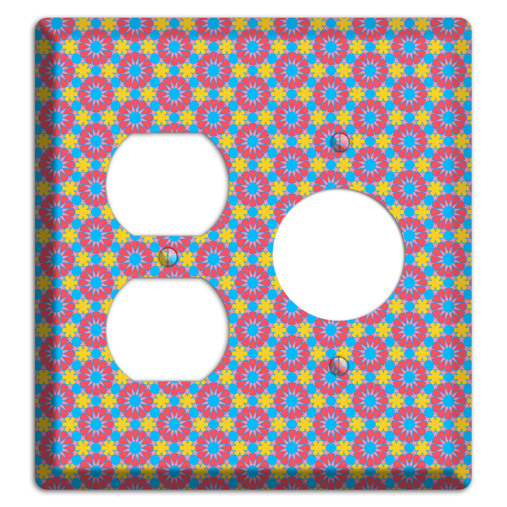 Fuschia Blue Yellow Foulard Duplex / Receptacle Wallplate
