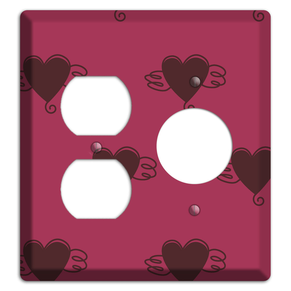 Fuschia Winged Hearts 2 Duplex / Receptacle Wallplate