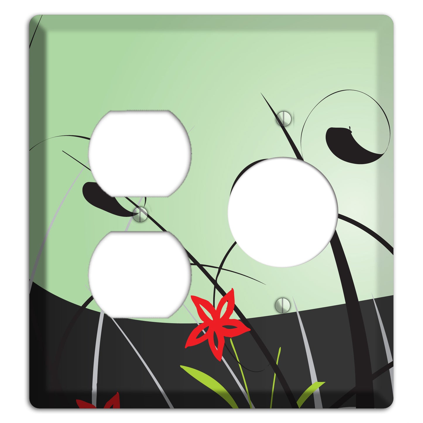 Mint Green Floral Sprig Duplex / Receptacle Wallplate