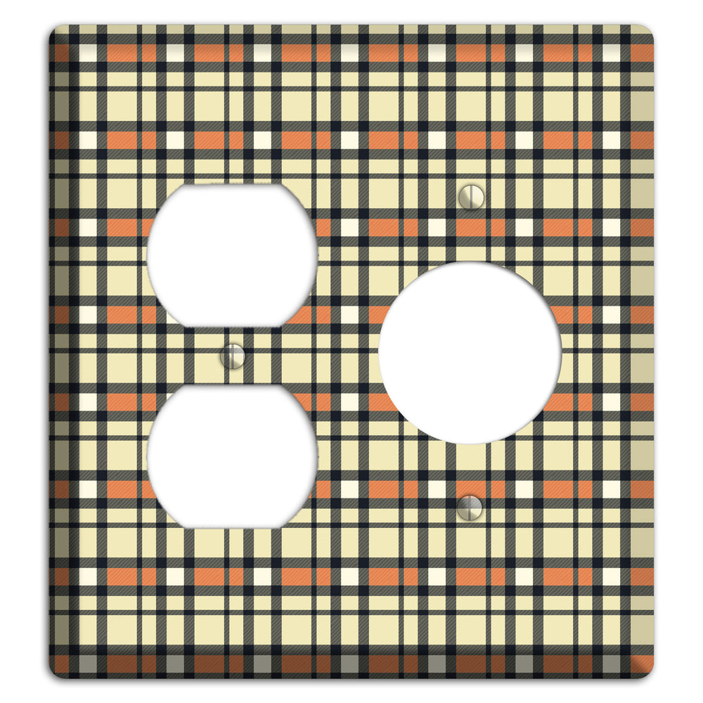 Beige and Brown Plaid Duplex / Receptacle Wallplate